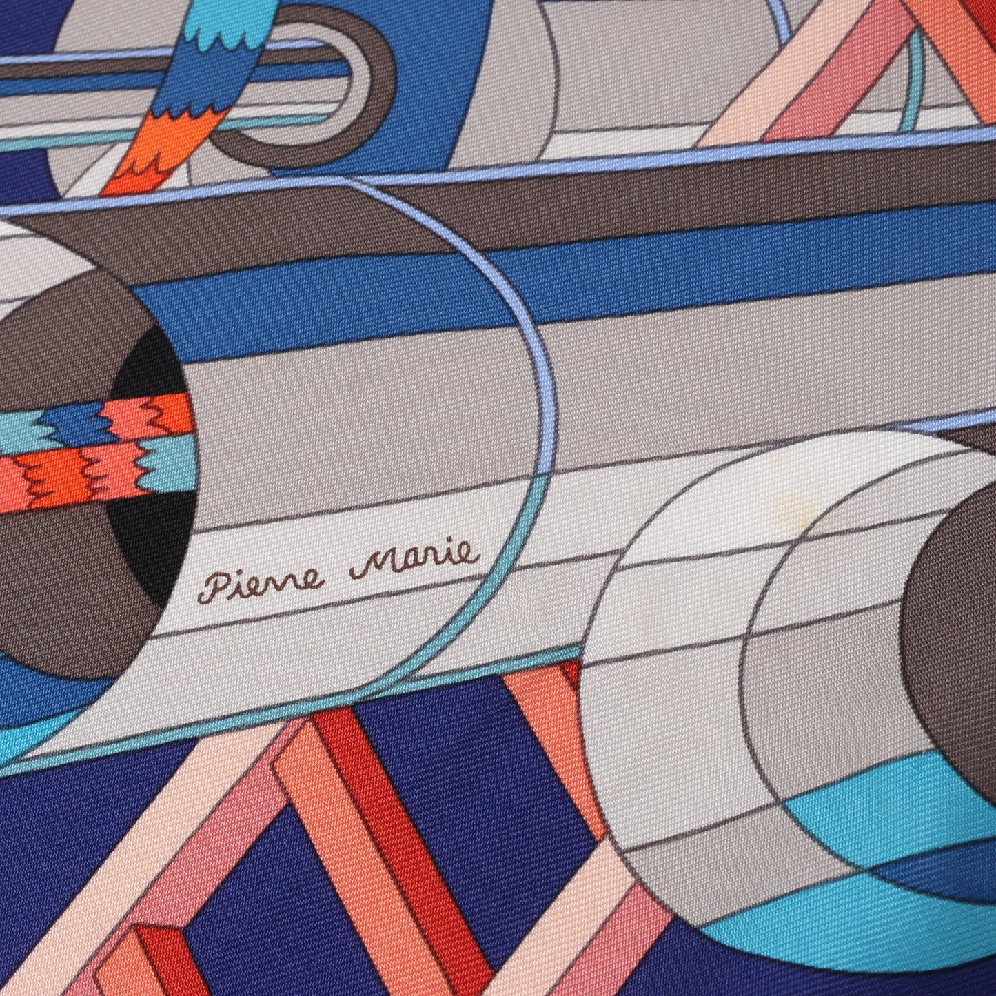 Hermès Carré 90 "Point D'ORGUE Fermata" 100% Silk Scarf in Blue