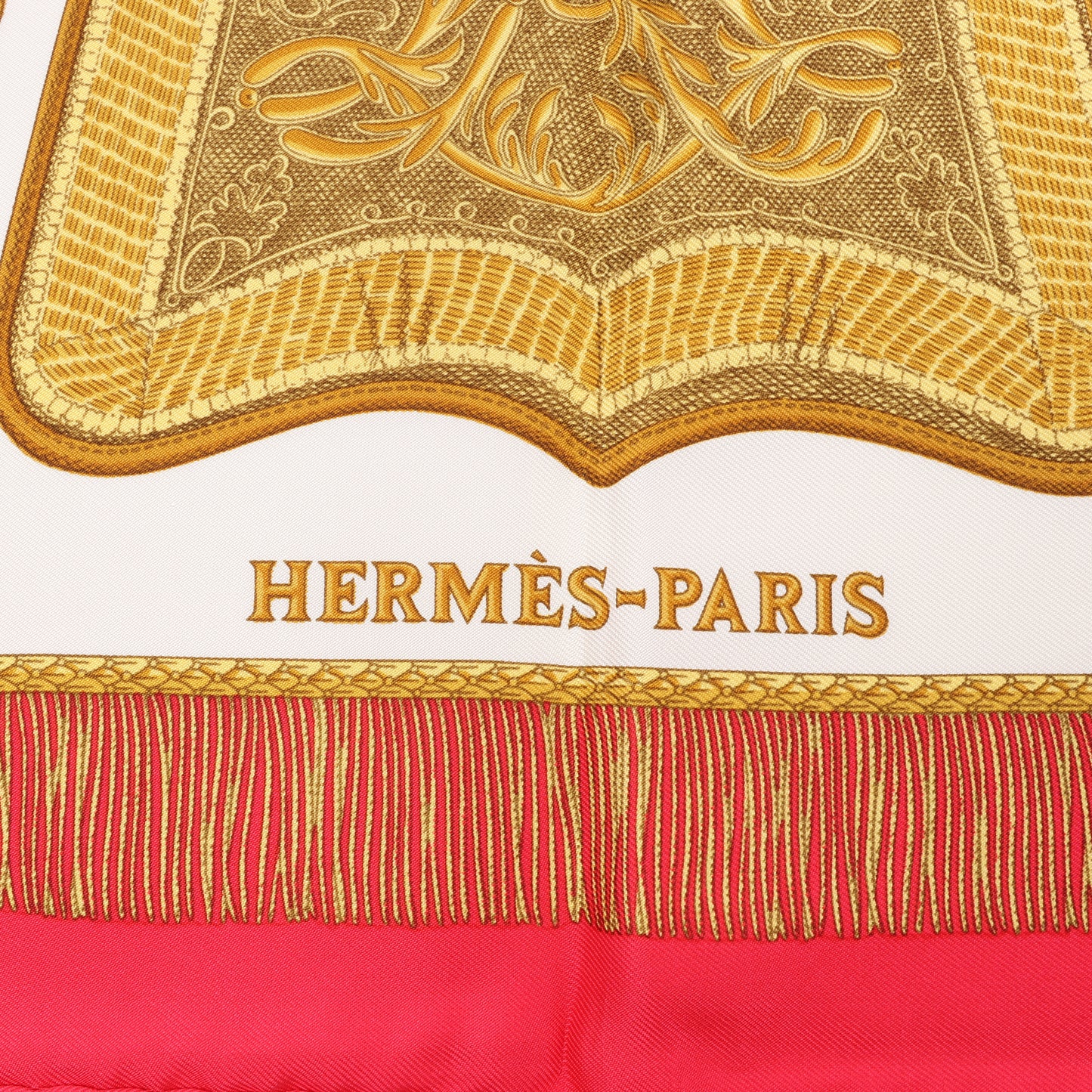 Hermès Carré 90 „Poste et Cavalerie“ Seidentaschentuch in Rot