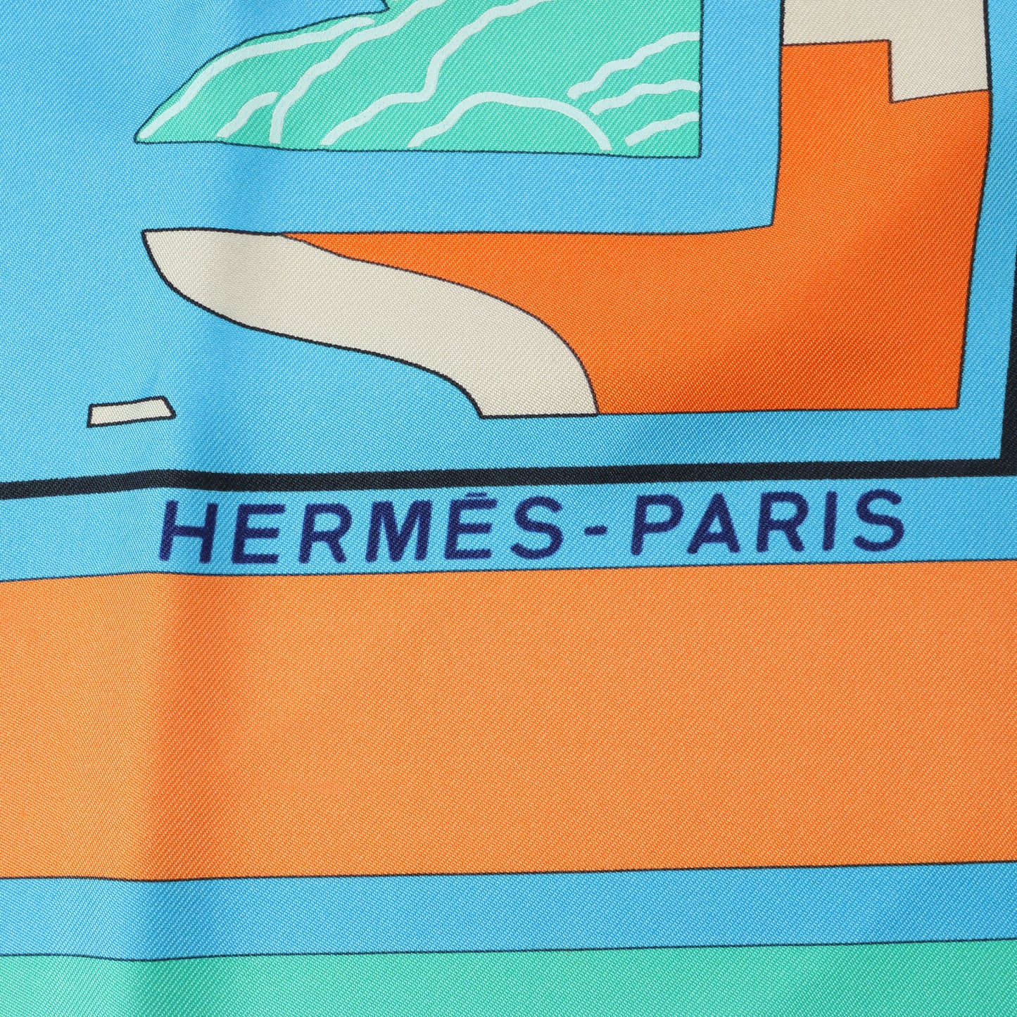 Hermès Carré 90 "Puzzle" 100% Silk Scarf in Blue