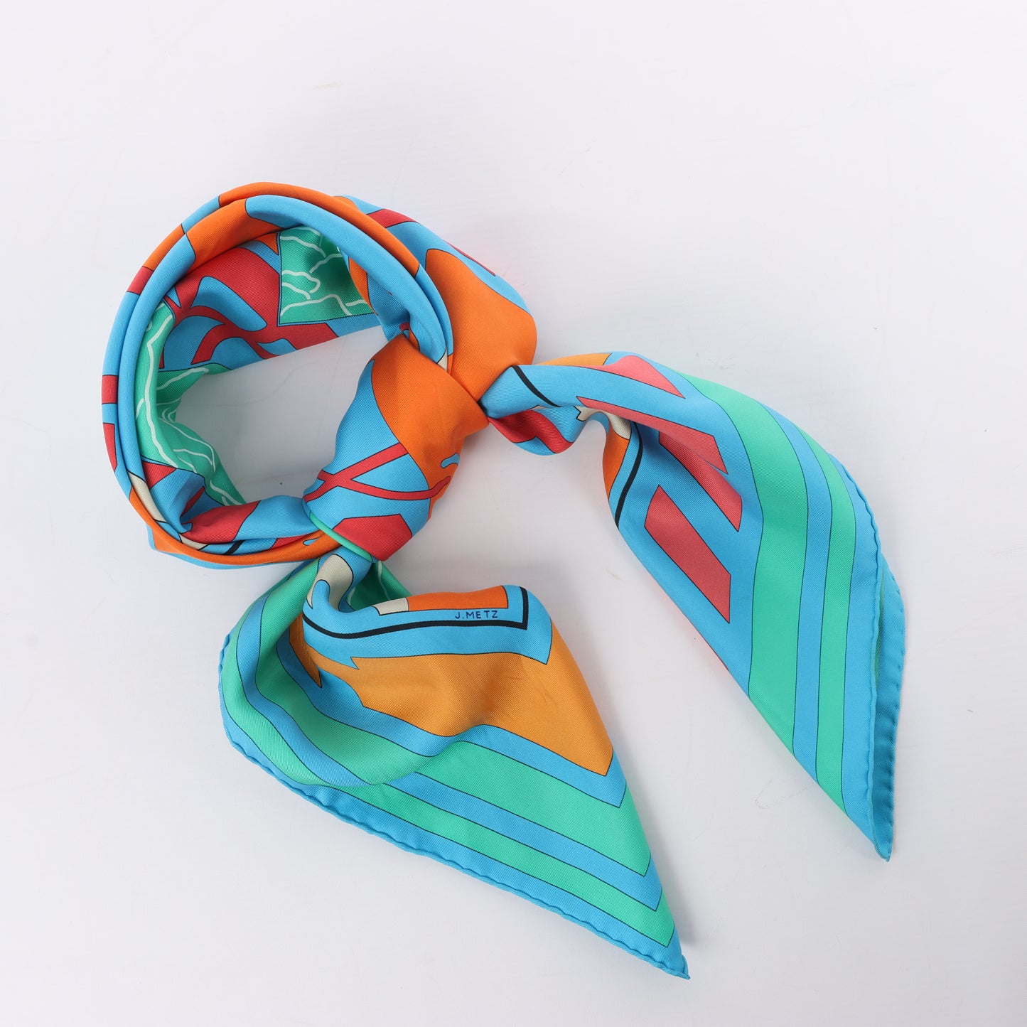 Hermès Carré 90 "Puzzle" 100% Silk Scarf in Blue