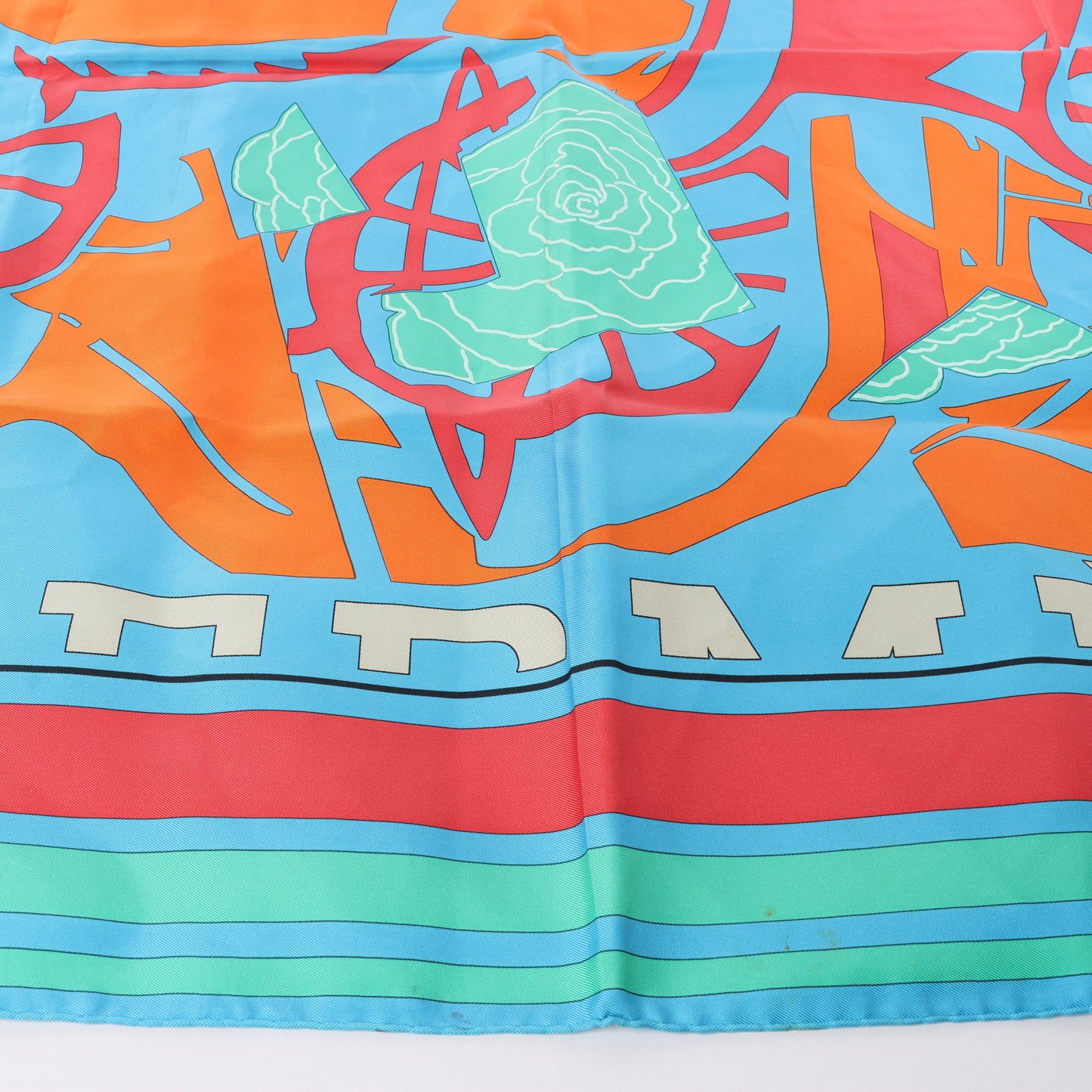 Hermès Carré 90 "Puzzle" 100% Silk Scarf in Blue