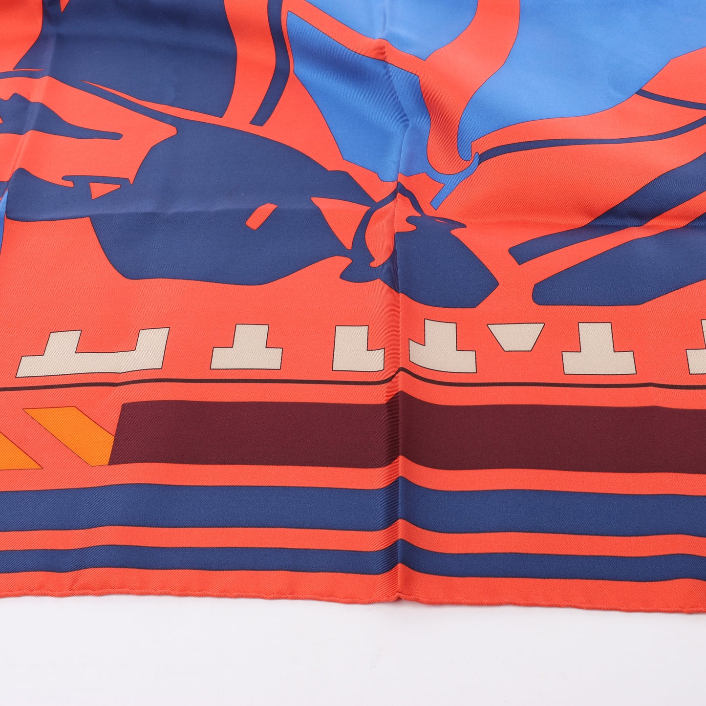 Hermès Carré 90 "Puzzle" 100% Silk Scarf in Orange