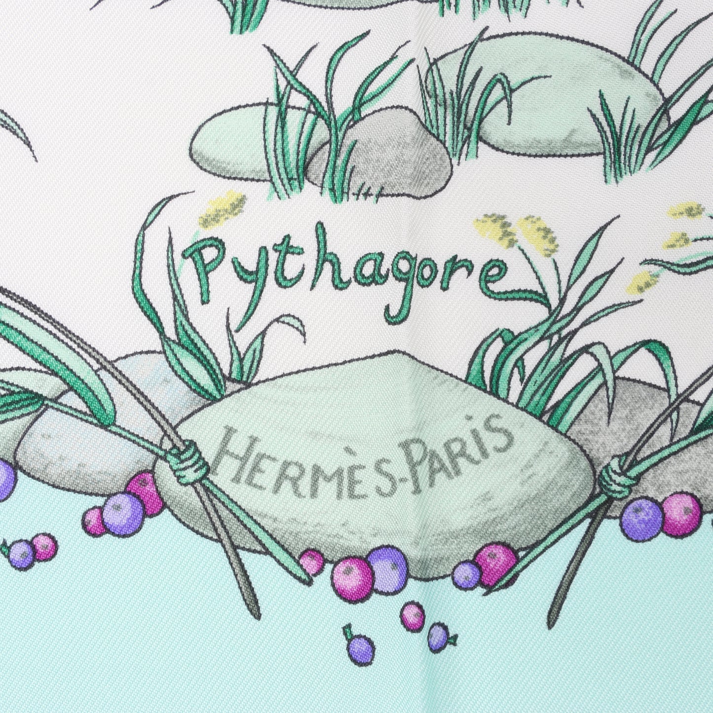 Hermès Carré 90 "Pythagore" 100% Silk Scarf in Green