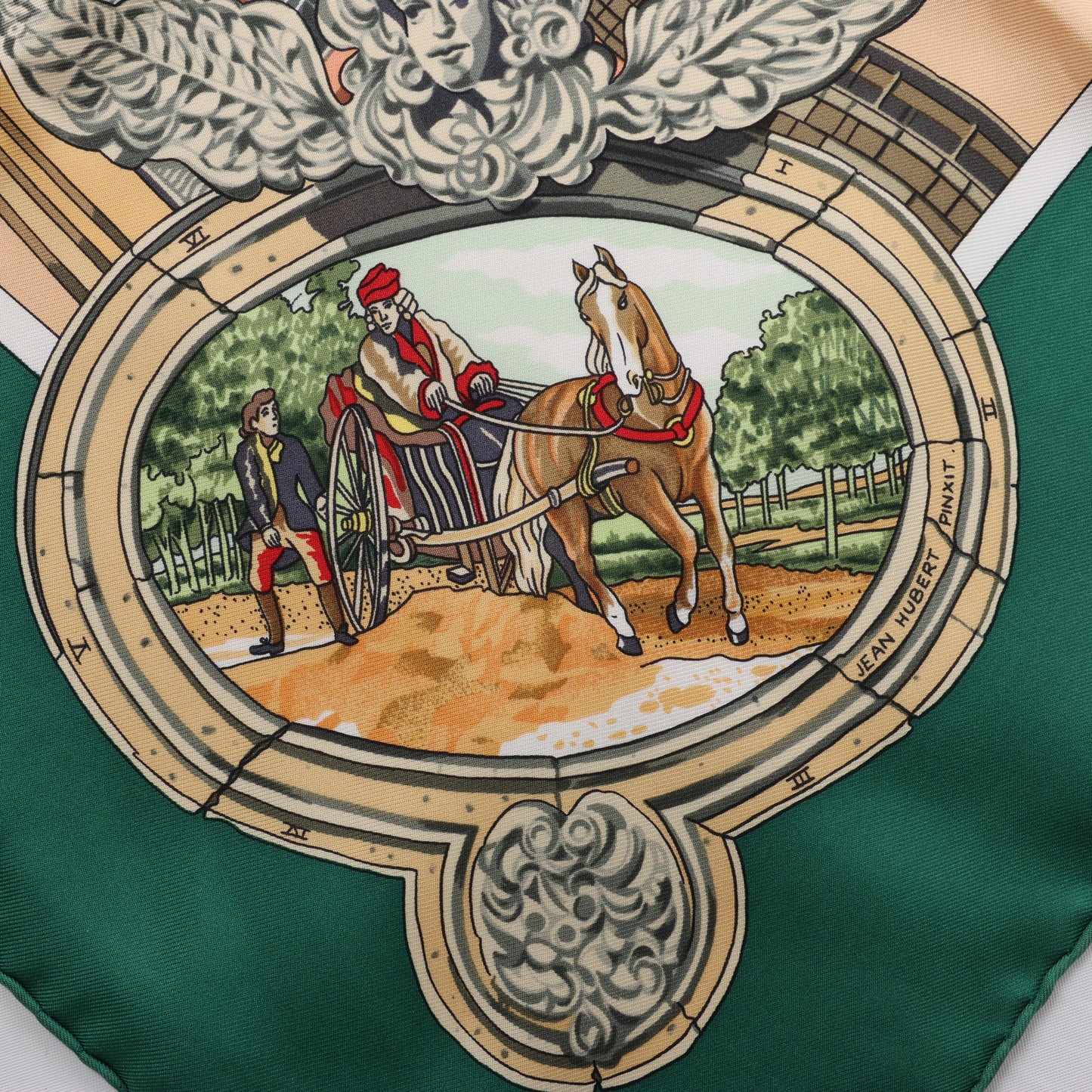 Hermès Carré 90 "SANSSOUCY" 100% Silk Scarf in Green