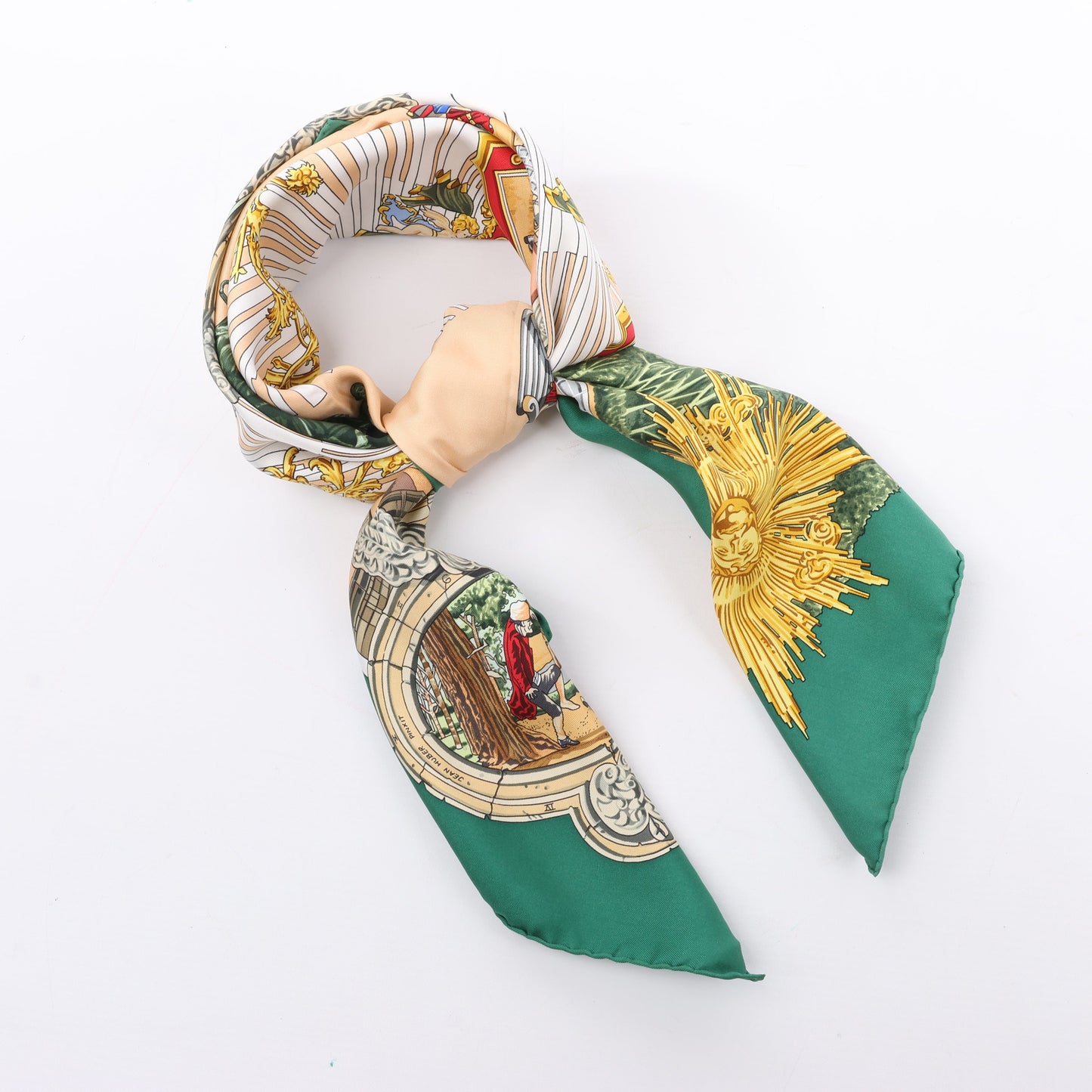 Hermès Carré 90 "SANSSOUCY" 100% Silk Scarf in Green
