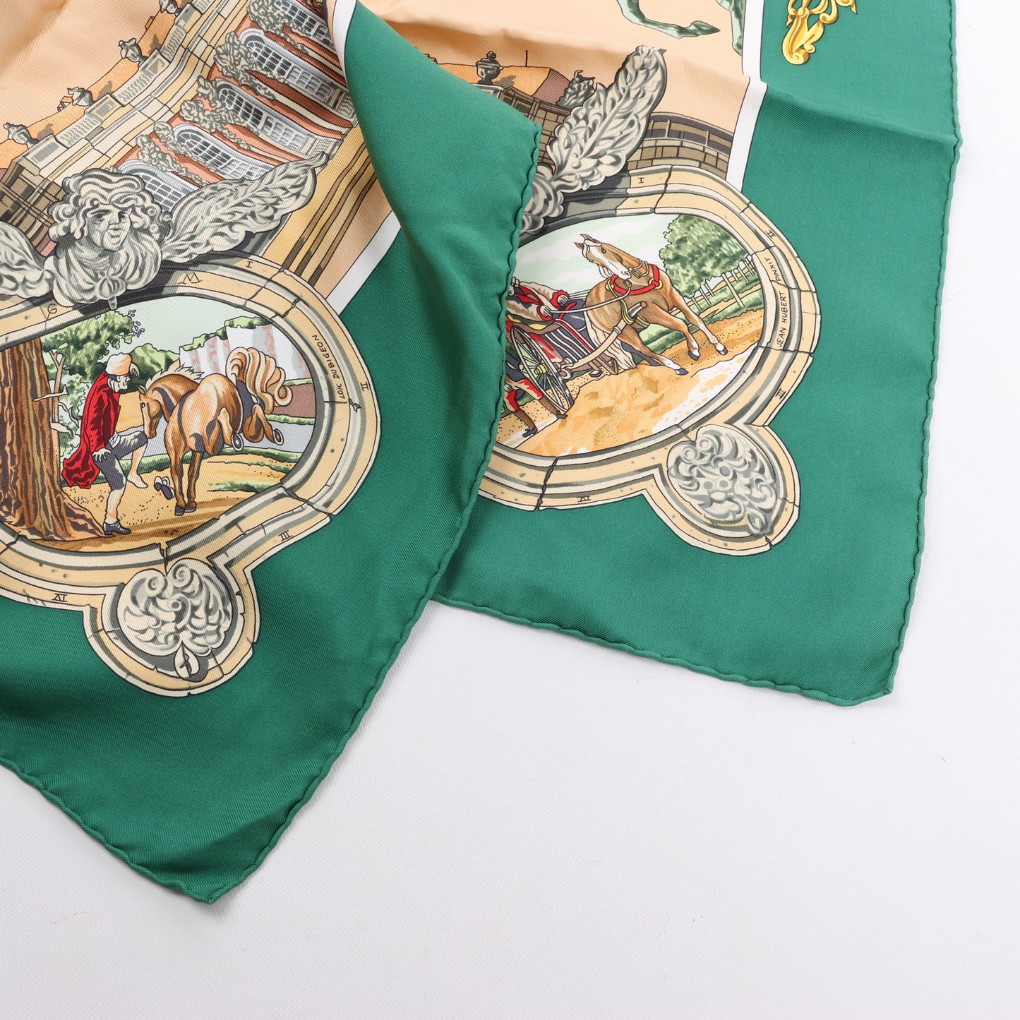 Hermès Carré 90 "SANSSOUCY" 100% Silk Scarf in Green