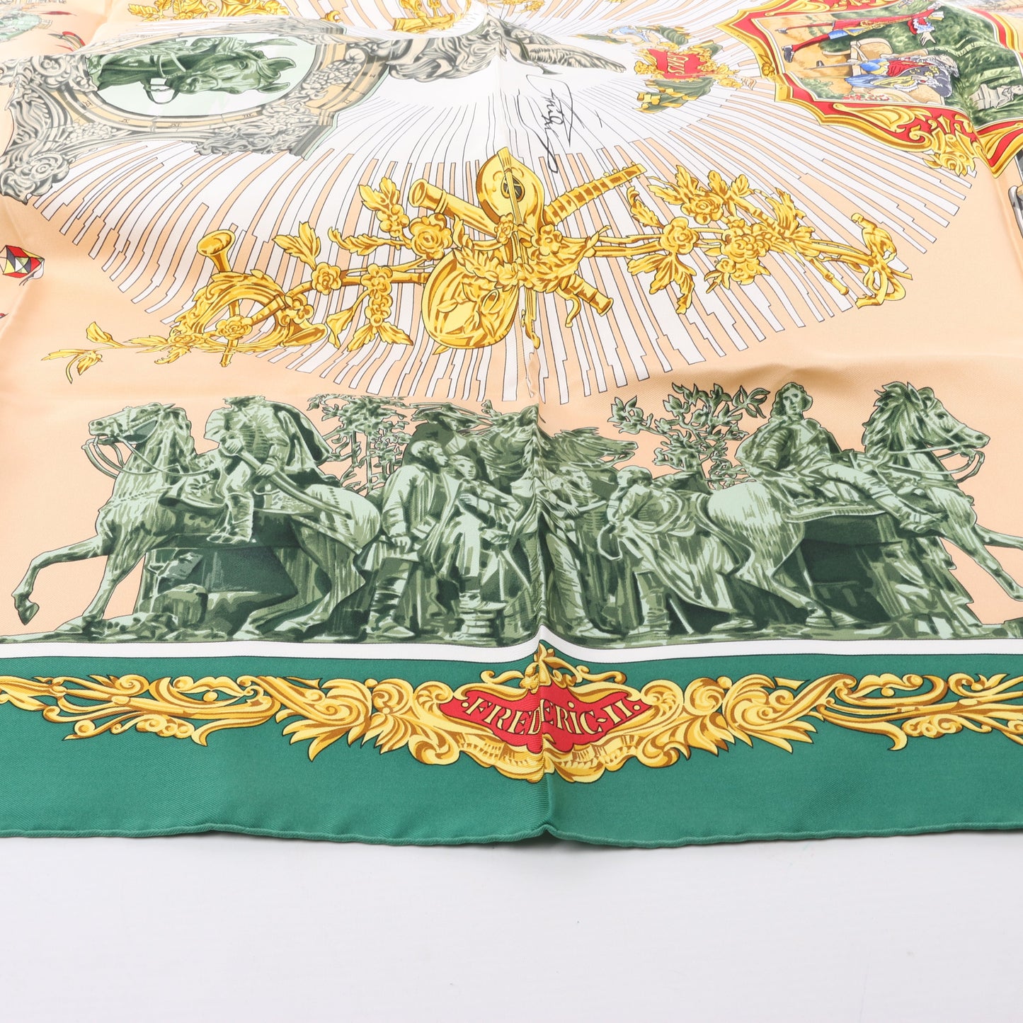 Hermès Carré 90 "SANSSOUCY" 100% Silk Scarf in Green