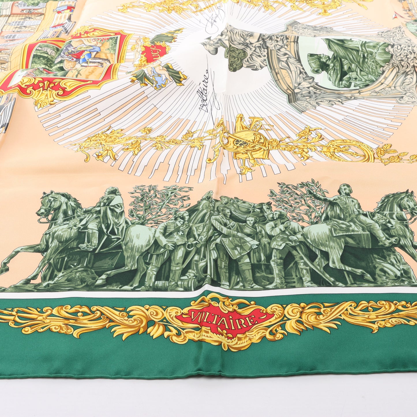 Hermès Carré 90 "SANSSOUCY" 100% Silk Scarf in Green