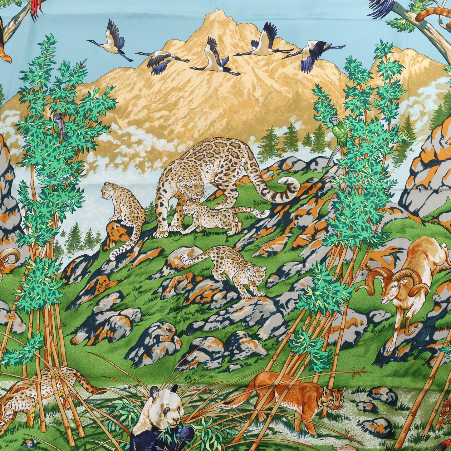 Hermès Carré 90 "SICHUAN " 100% Silk Scarf in Yellow