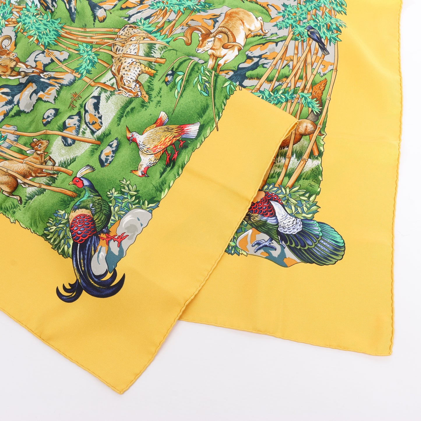 Hermès Carré 90 "SICHUAN " 100% Silk Scarf in Yellow