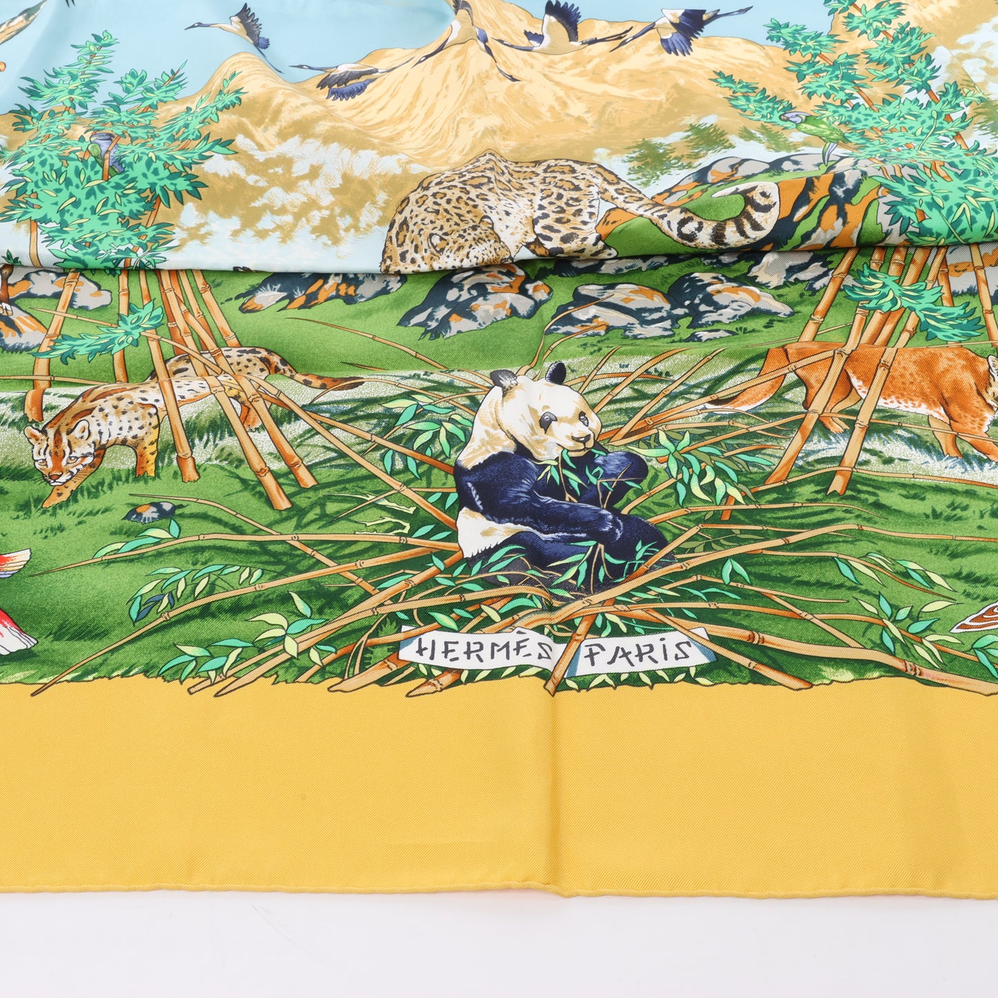 Hermès Carré 90 "SICHUAN " 100% Silk Scarf in Yellow