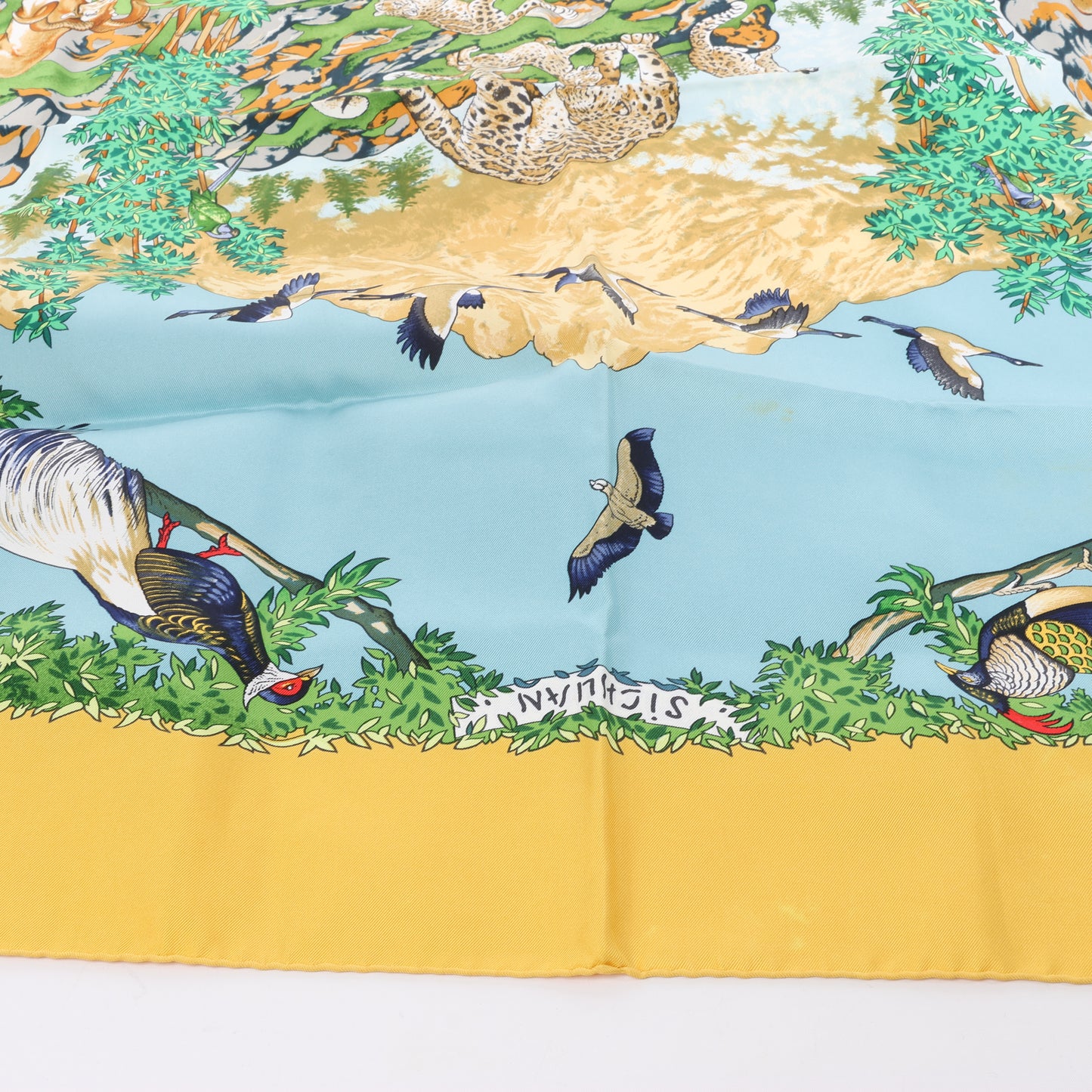 Hermès Carré 90 "SICHUAN " 100% Silk Scarf in Yellow