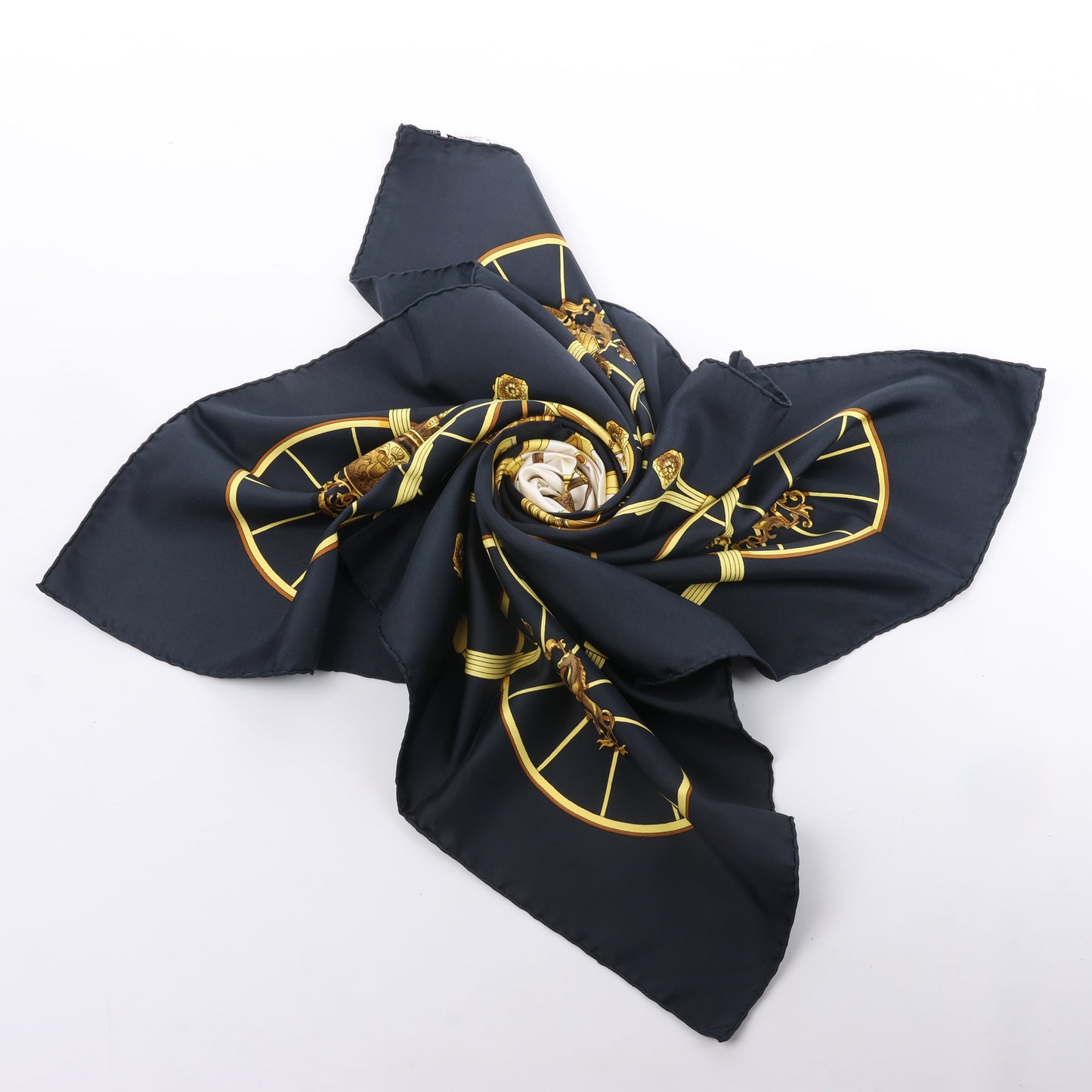 Hermès Carré 90 "SPRINGS" 100% Silk Scarf in Black