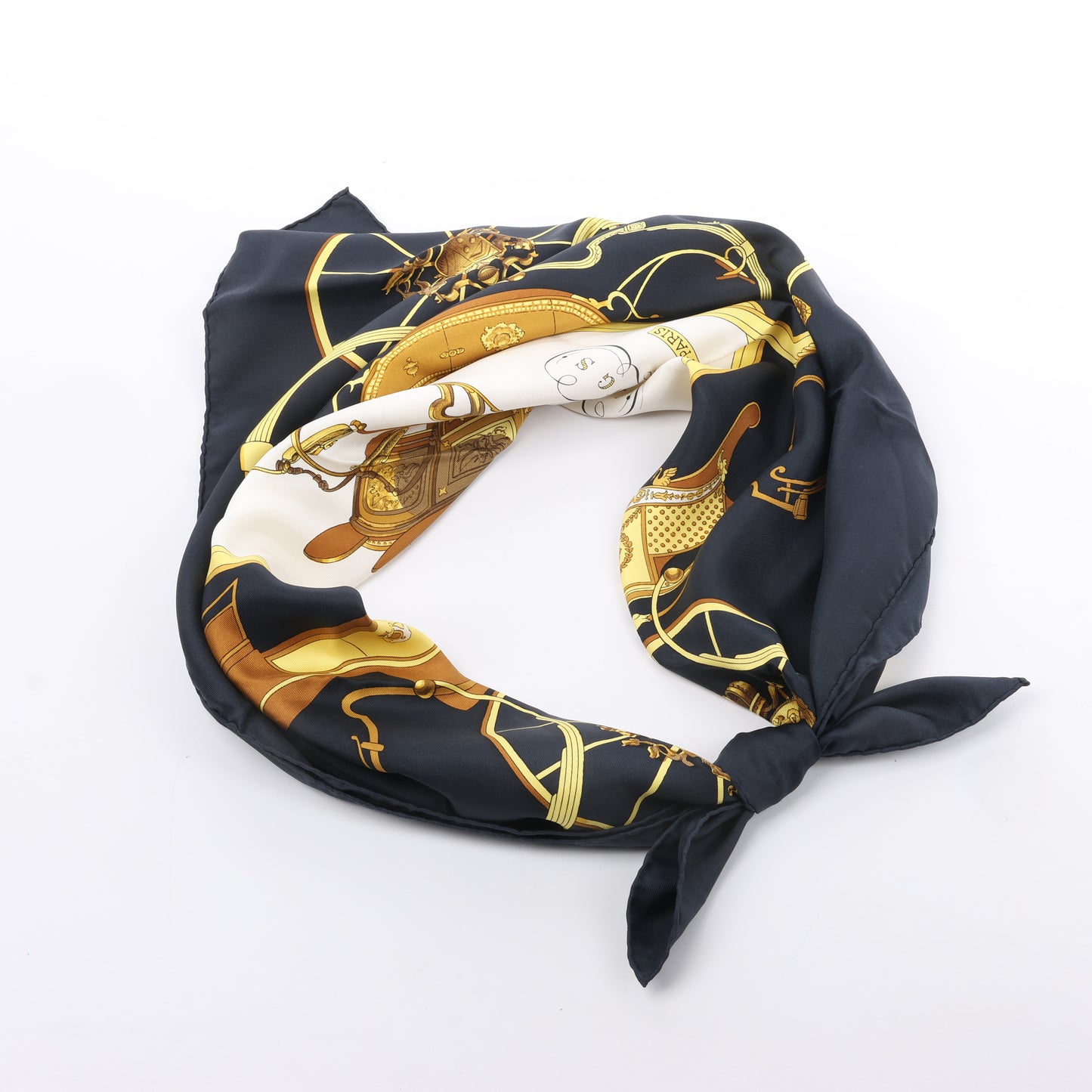 Hermès Carré 90 "SPRINGS" 100% Silk Scarf in Black