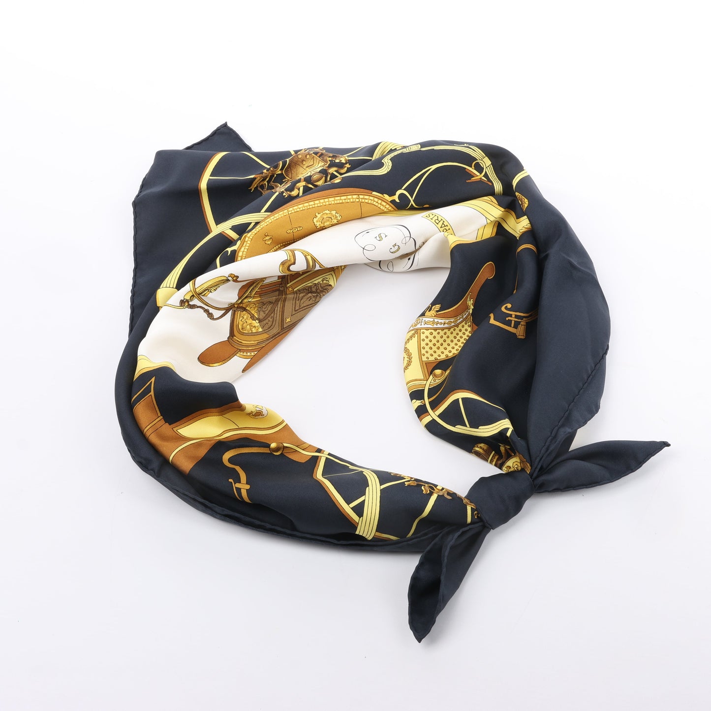 Hermès Carré 90 "SPRINGS" 100% Silk Scarf in Black