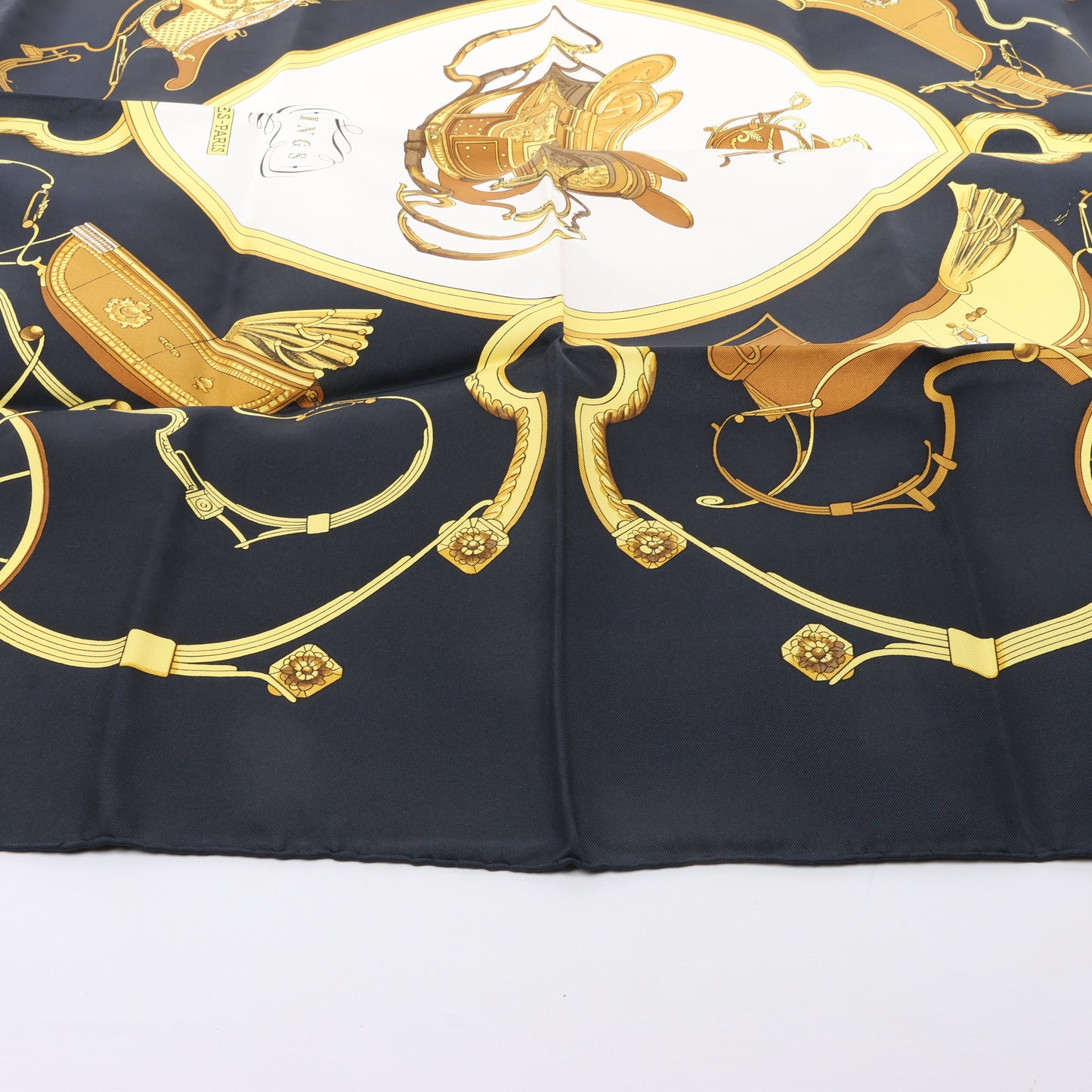 Hermès Carré 90 "SPRINGS" 100% Silk Scarf in Black