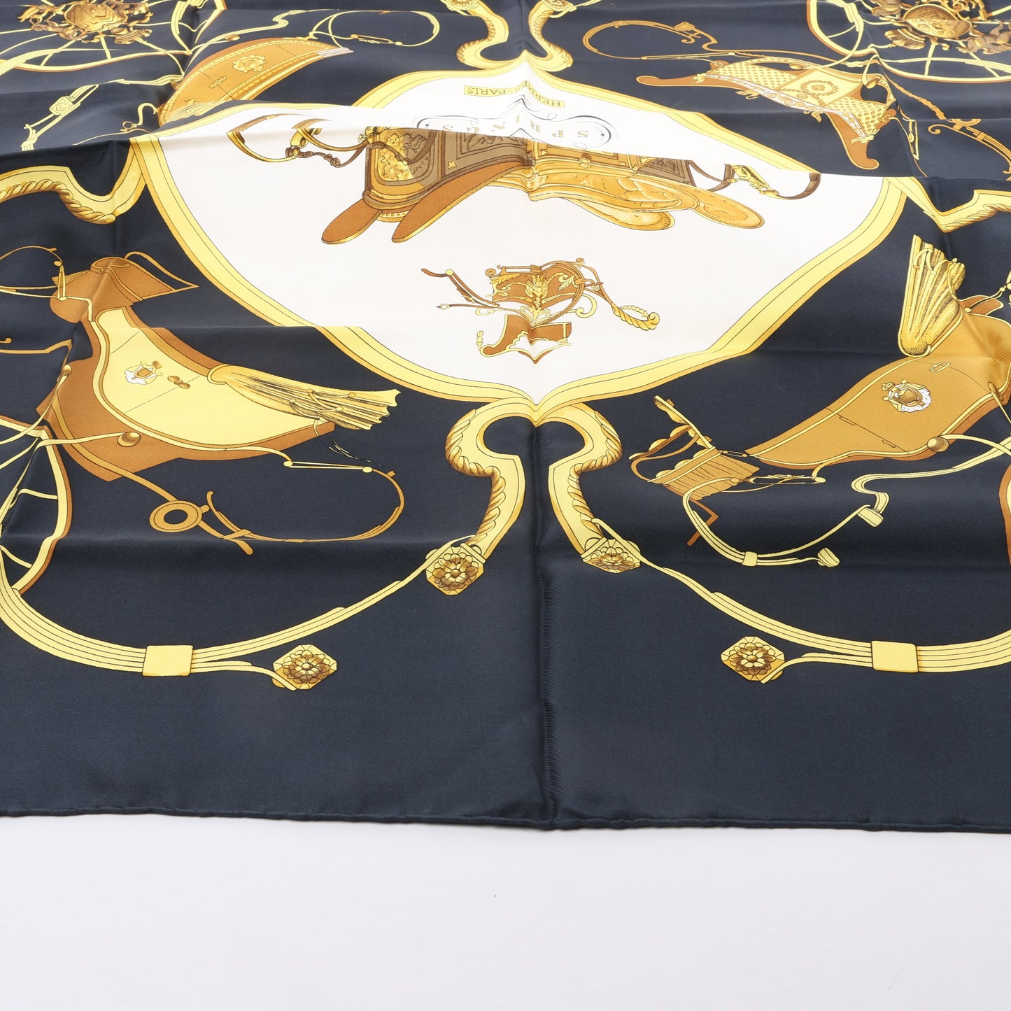 Hermès Carré 90 "SPRINGS" 100% Silk Scarf in Black