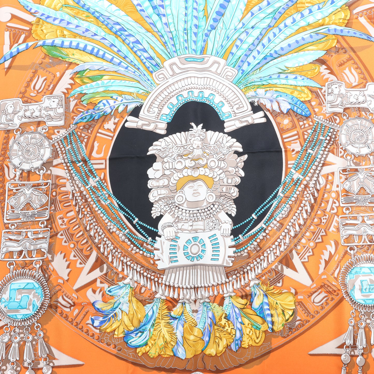 Hermès Carré 90 "Buddha Carnival" Seidentaschentuch in Schwarz