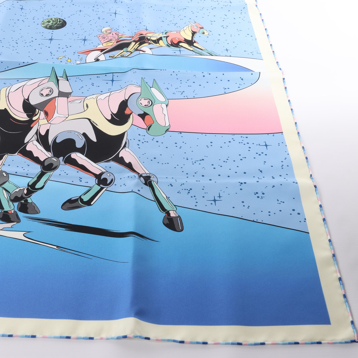 Hermès Carré 90 "Space Derby" 100% Silk Scarf in Blue