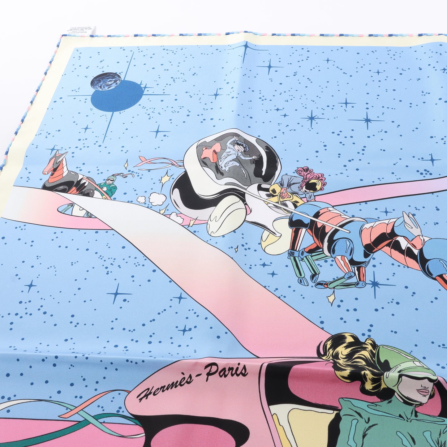 Hermès Carré 90 "Space Derby" 100% Silk Scarf in Blue