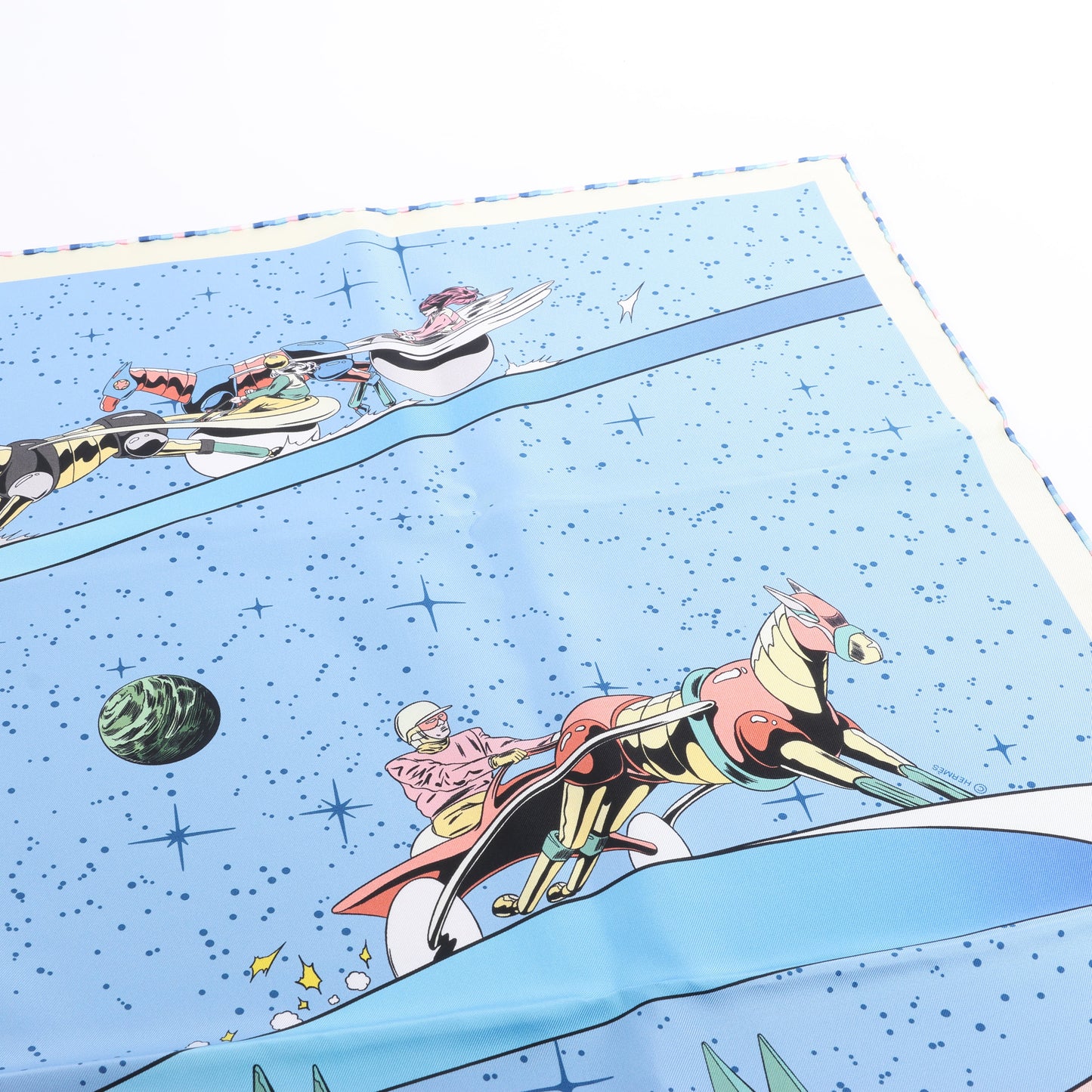 Hermès Carré 90 "Space Derby" 100% Silk Scarf in Blue