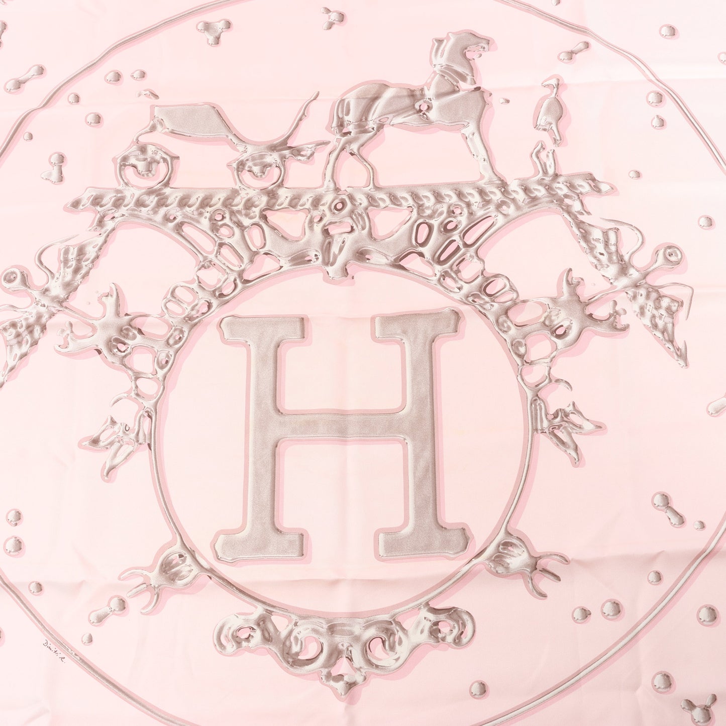 Hermès Carré 90 "VIF ARGENT" 100% Silk Scarf in Pink