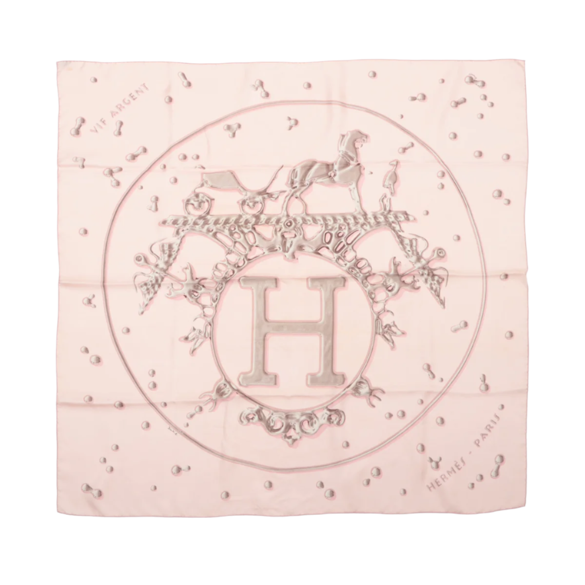 Hermès Carré 90 "VIF ARGENT" 100% Silk Scarf in Pink