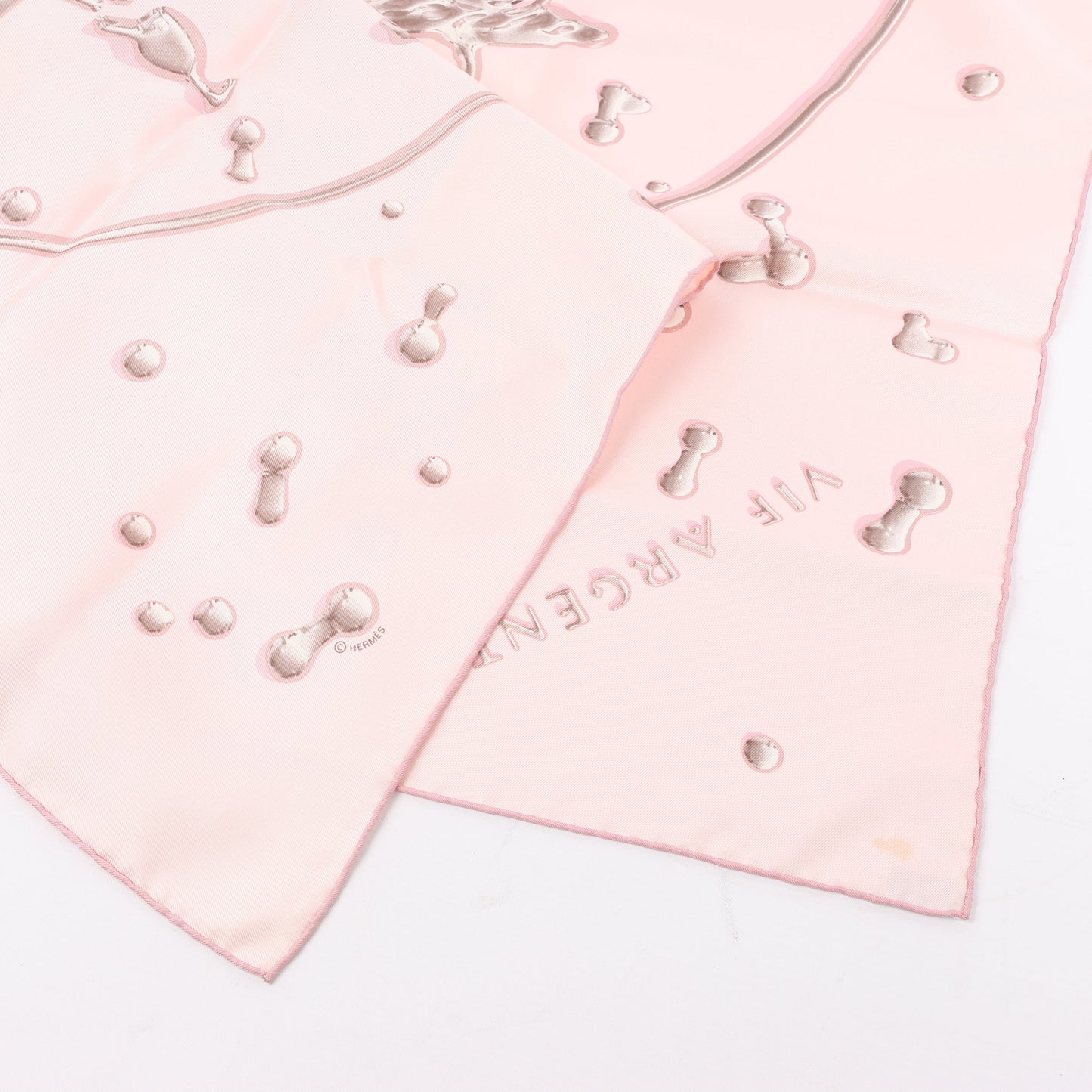 Hermès Carré 90 "VIF ARGENT" 100% Silk Scarf in Pink
