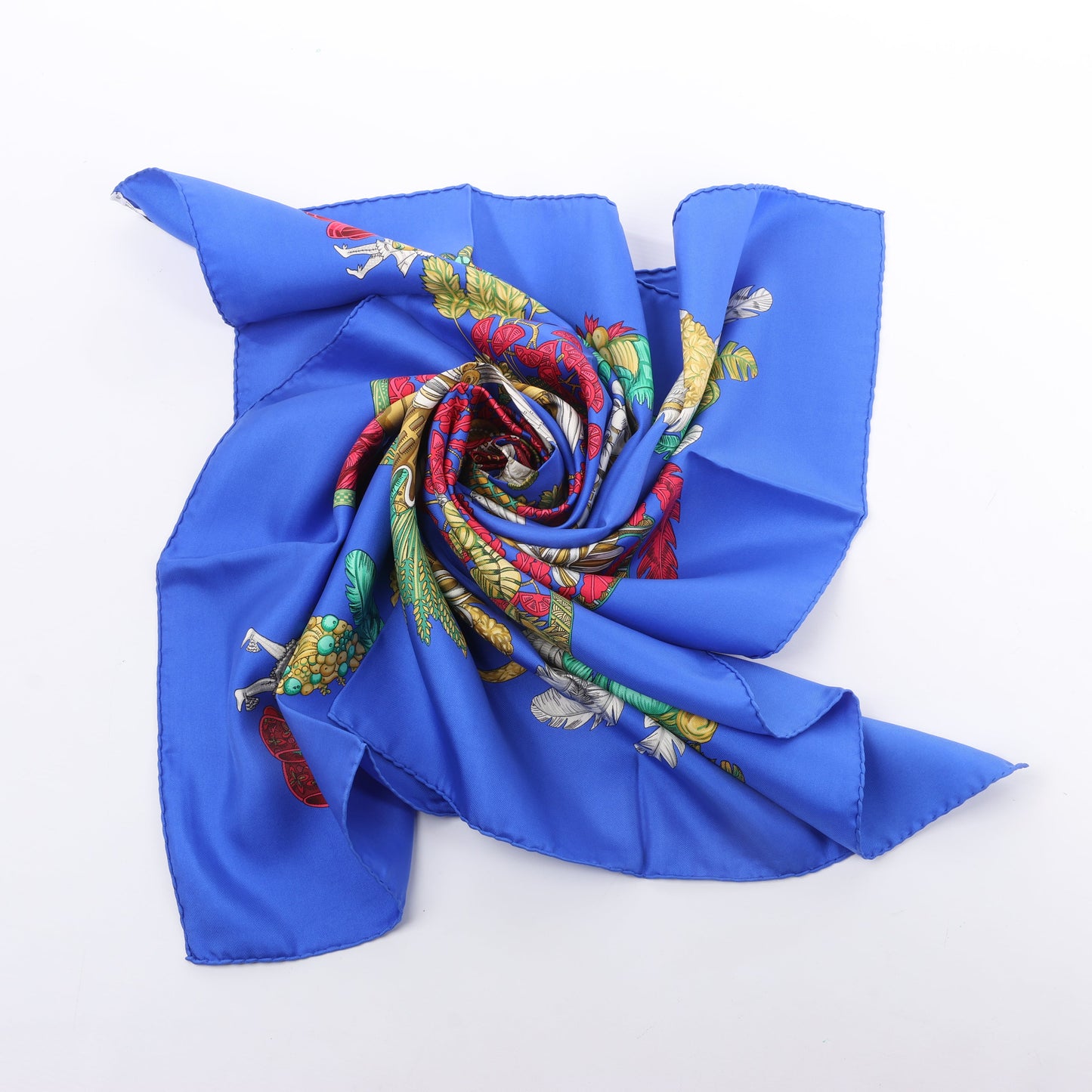 Hermès Carré 90 „Chapeau“ Schal aus 100 % Seide in Blau