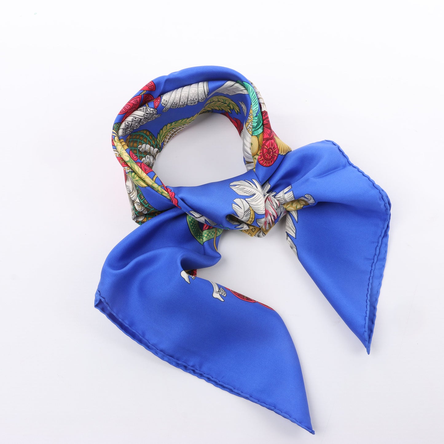 Hermès Carré 90 „Chapeau“ Schal aus 100 % Seide in Blau