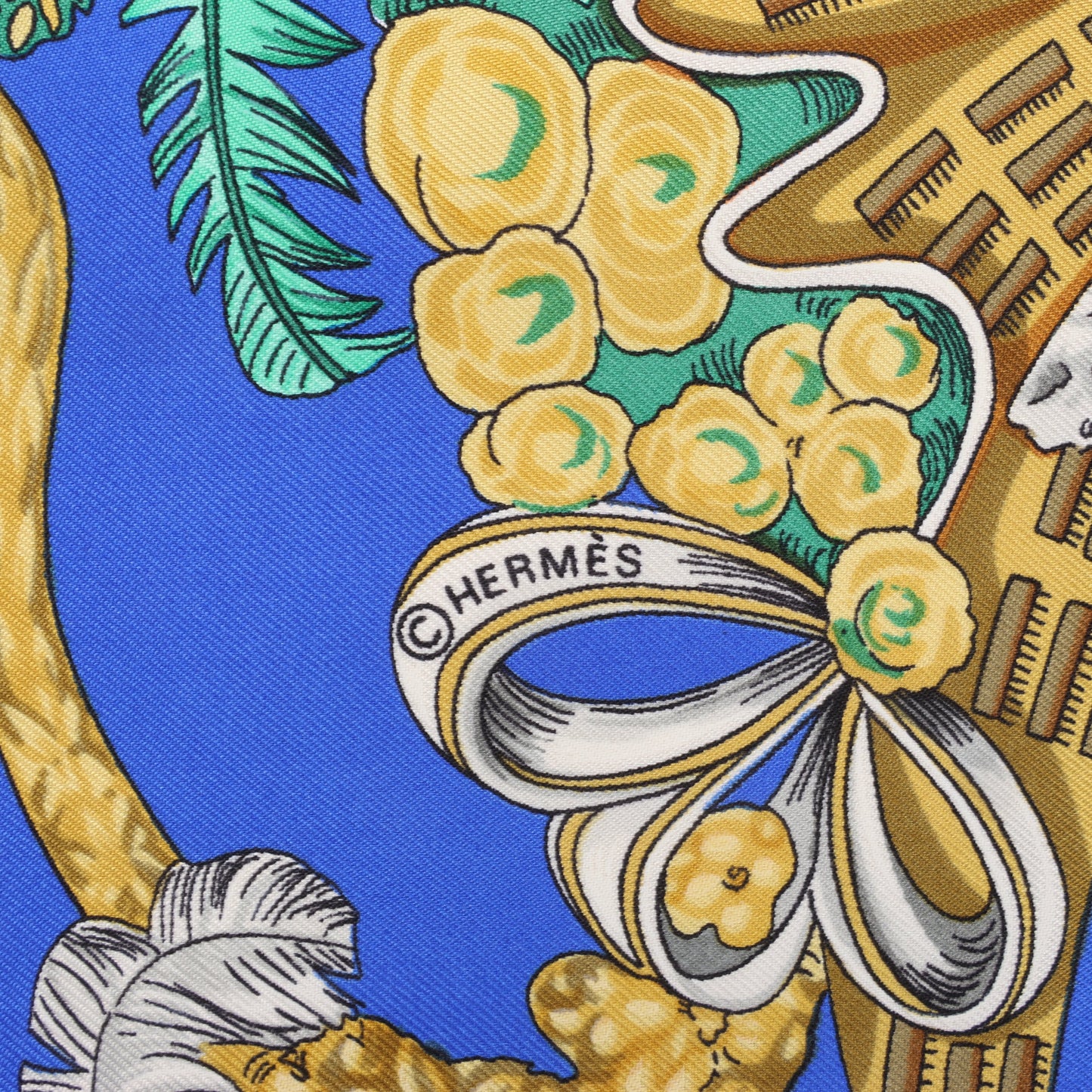 Hermès Carré 90 „Chapeau“ Schal aus 100 % Seide in Blau