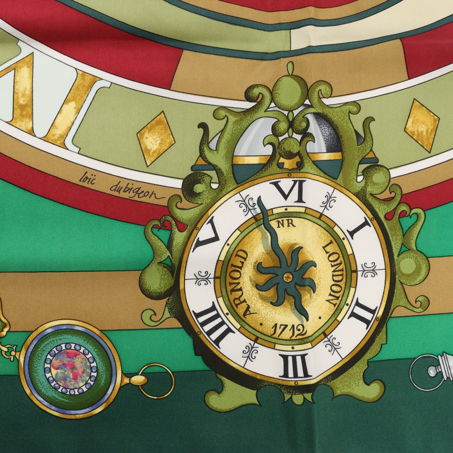 Hermès Carré 90 "La Ronde Des Heures" 100% Silk Scarf in Green