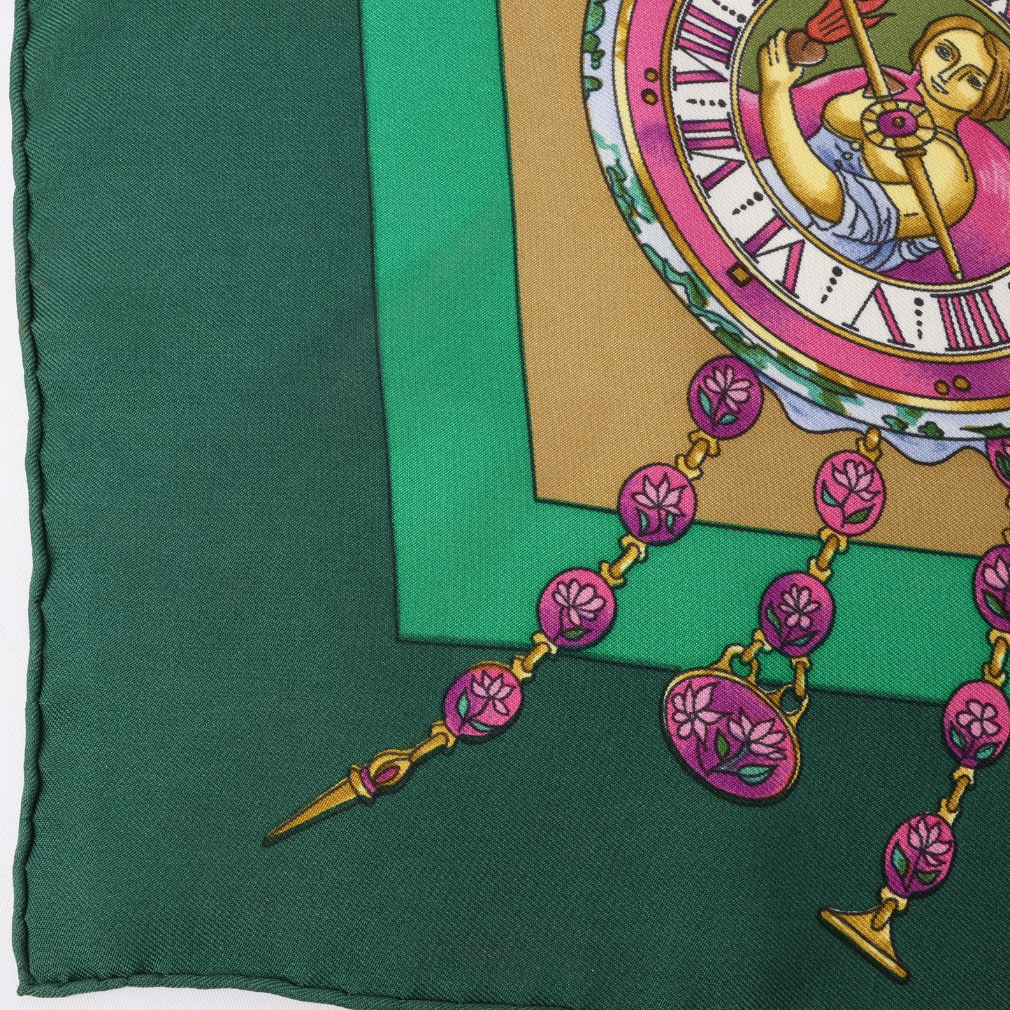 Hermès Carré 90 "La Ronde Des Heures" 100% Silk Scarf in Green