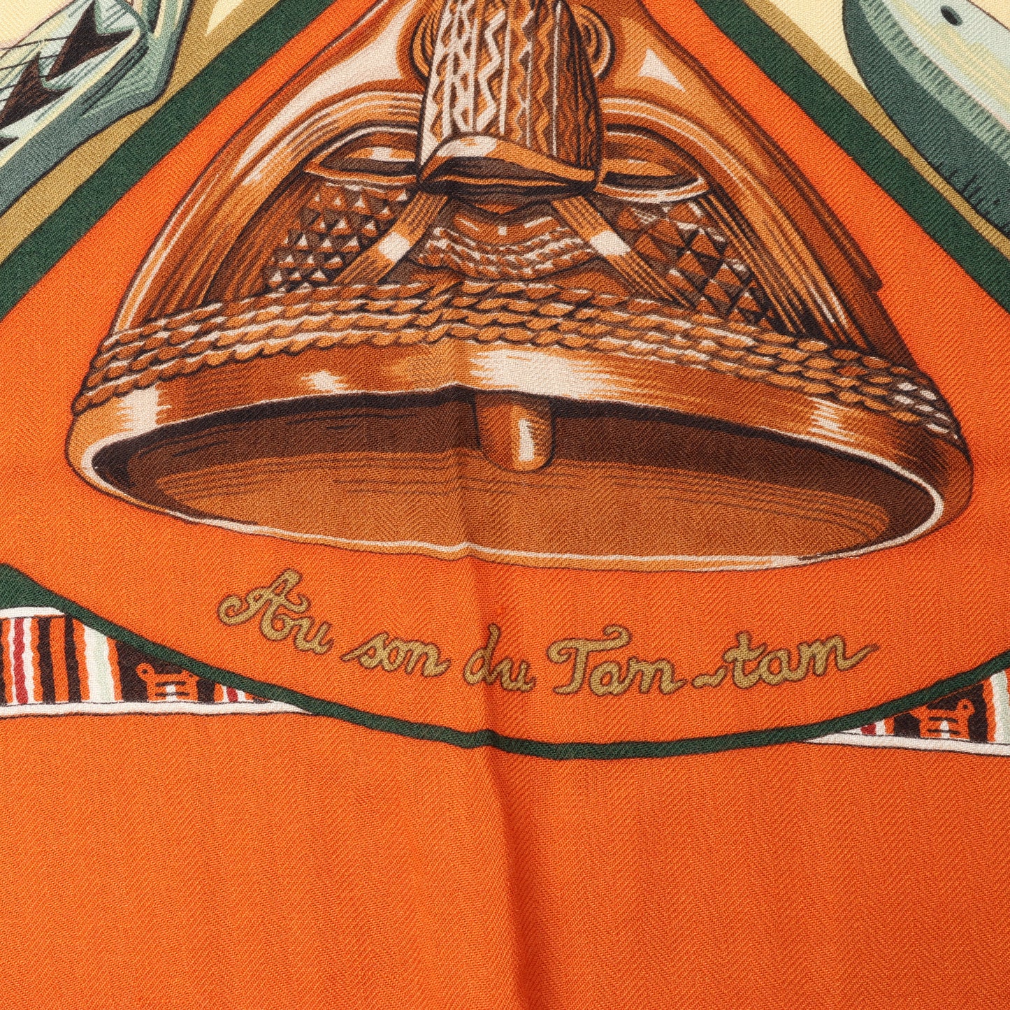 Hermès Carré Geant "Au Son du Tam" Cashmere and Silk Scarf in Orange