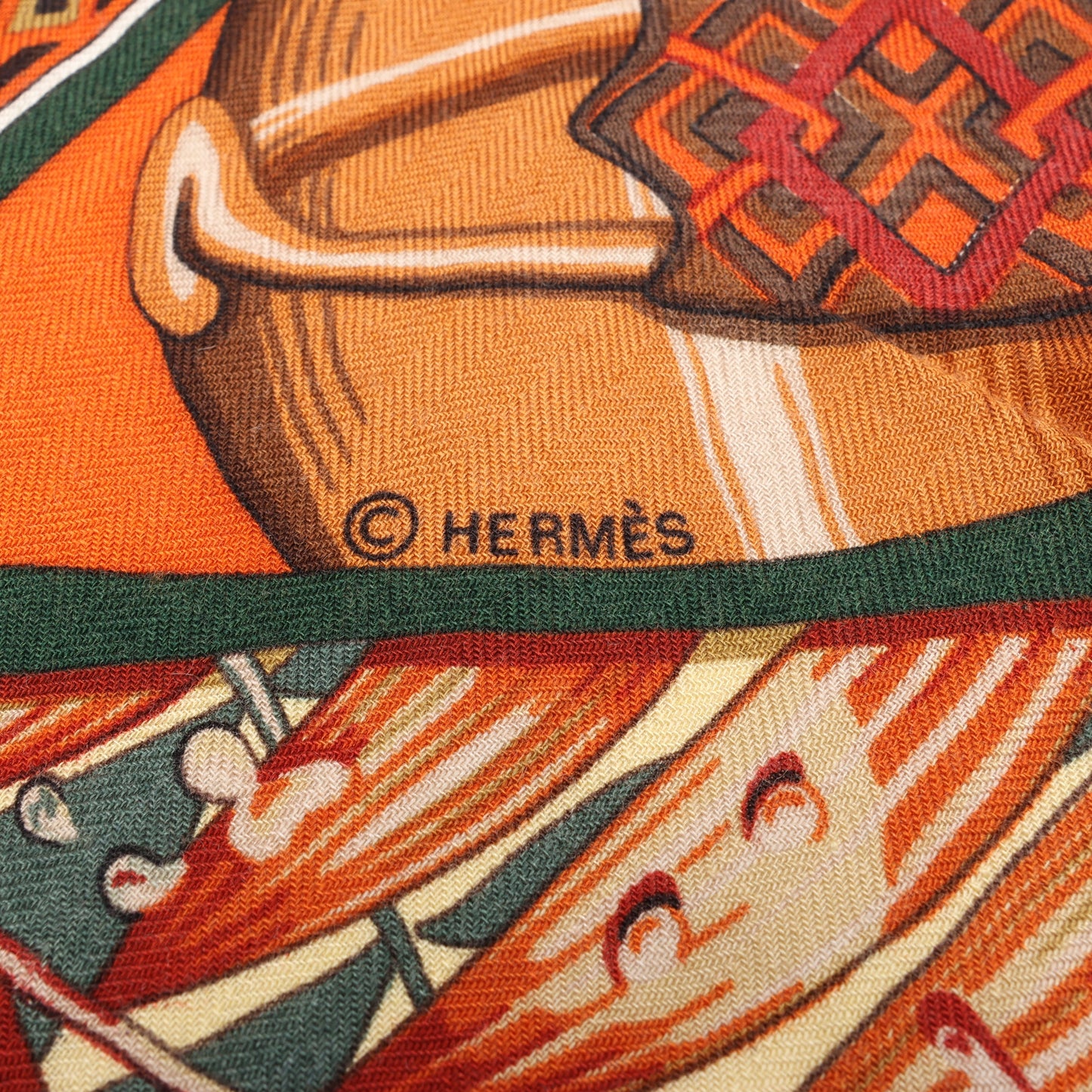 Hermès Carré Geant "Au Son du Tam" Cashmere and Silk Scarf in Orange