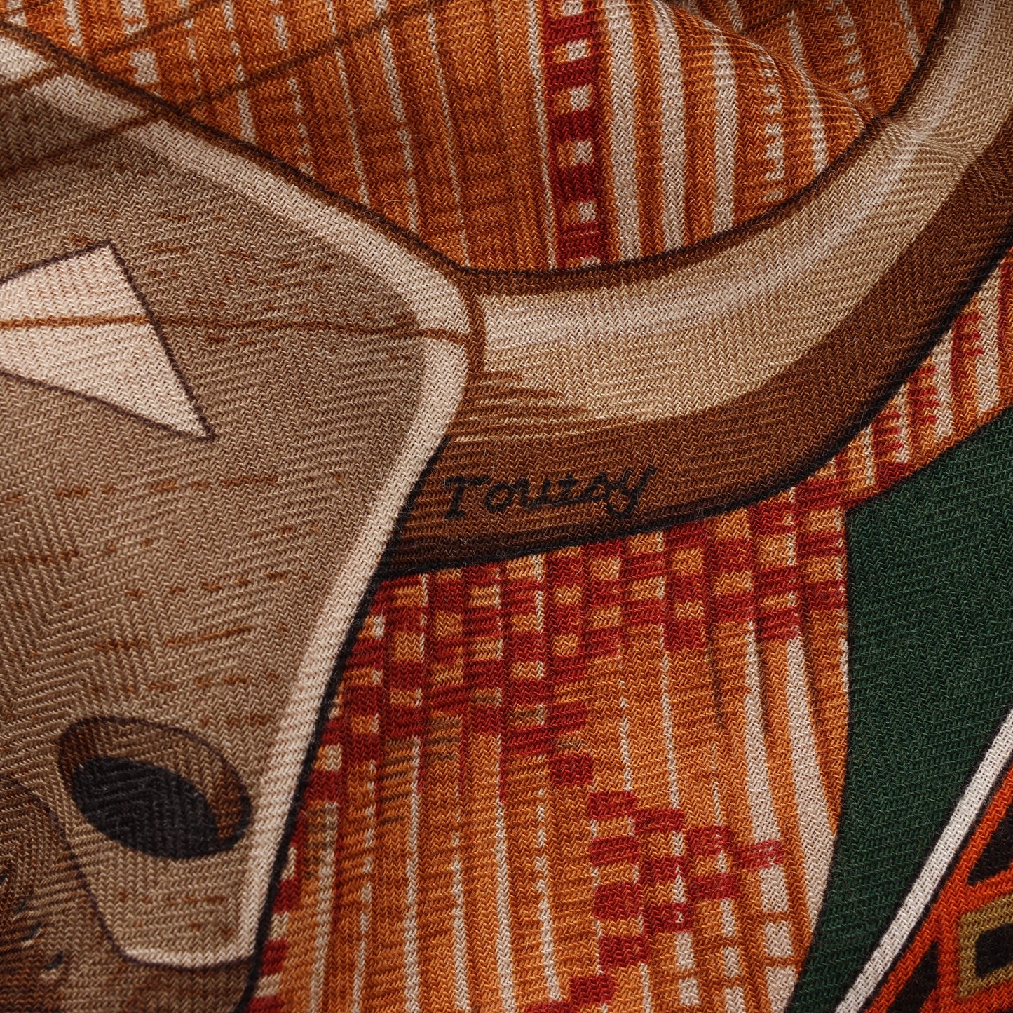 Hermès Carré Geant "Au Son du Tam" Cashmere and Silk Scarf in Orange