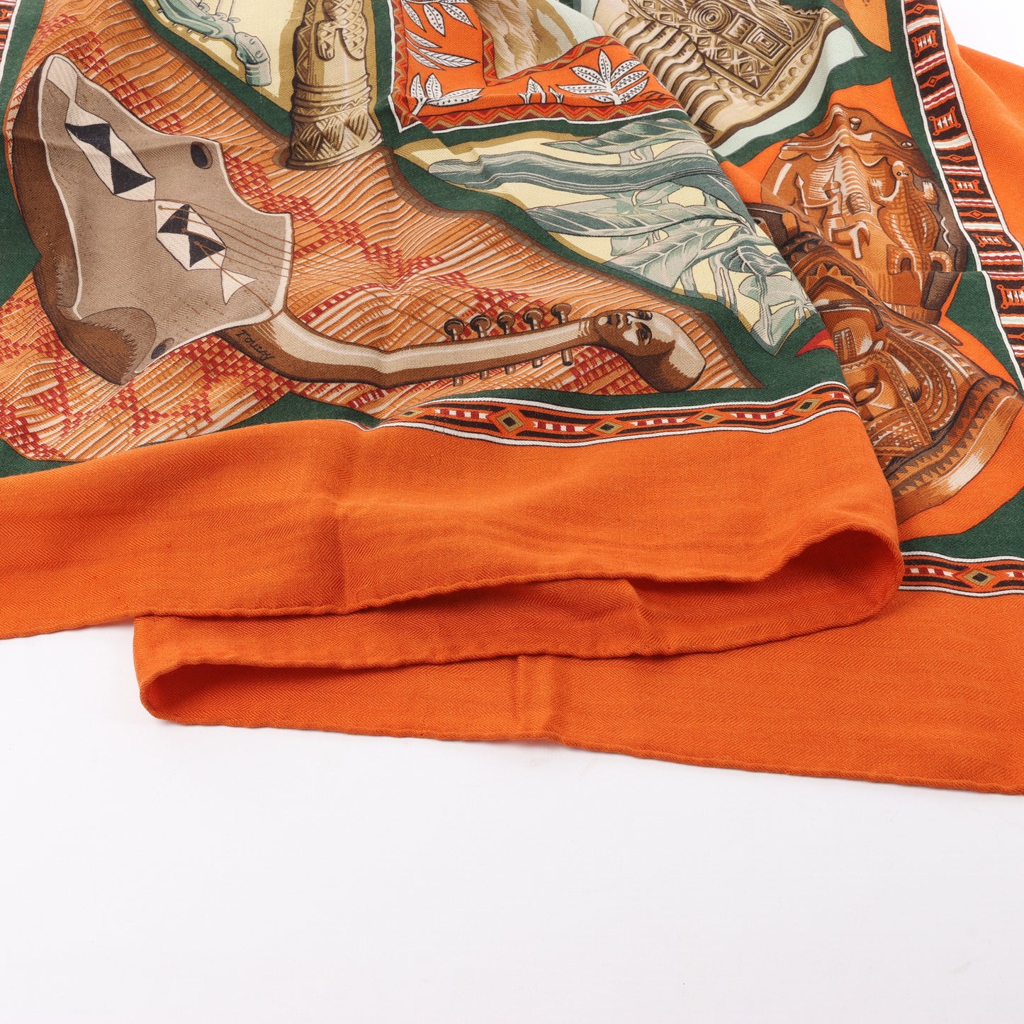 Hermès Carré Geant "Au Son du Tam" Cashmere and Silk Scarf in Orange