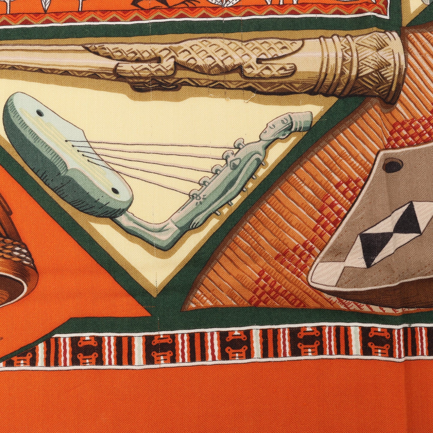 Hermès Carré Geant "Au Son du Tam" Cashmere and Silk Scarf in Orange