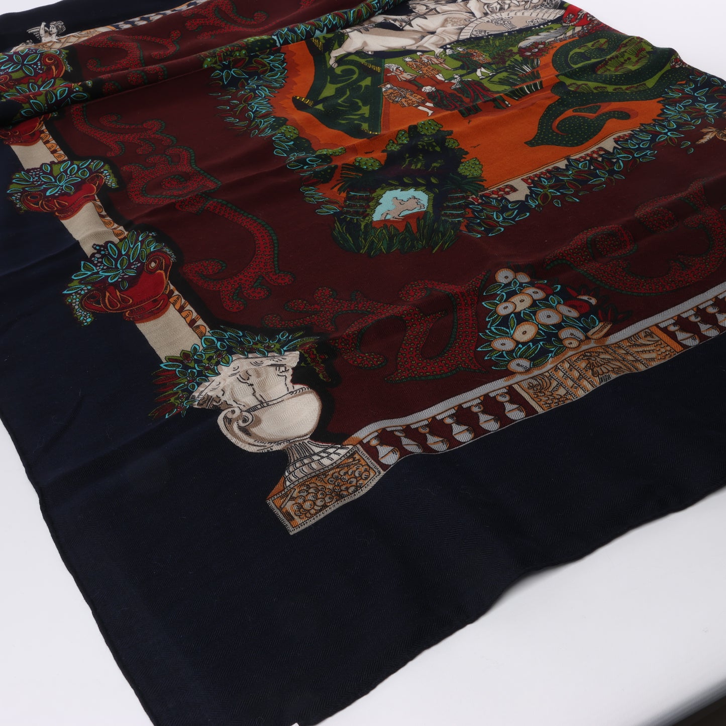 Hermès Carré Geant "LE PARADIS DU ROY" Cashmere & Silk Scarf in Navy