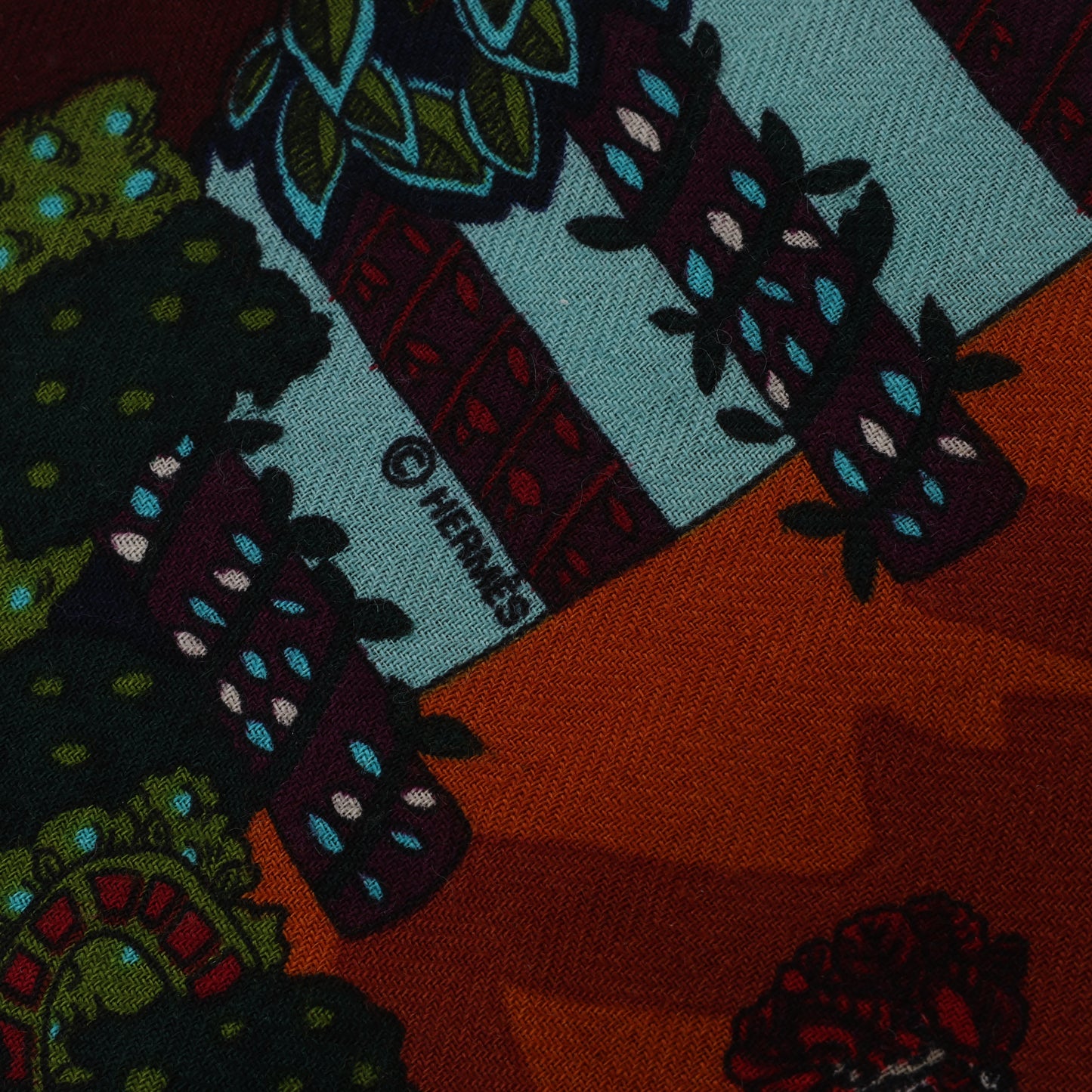 Hermès Carré Geant "LE PARADIS DU ROY" Cashmere & Silk Scarf in Navy