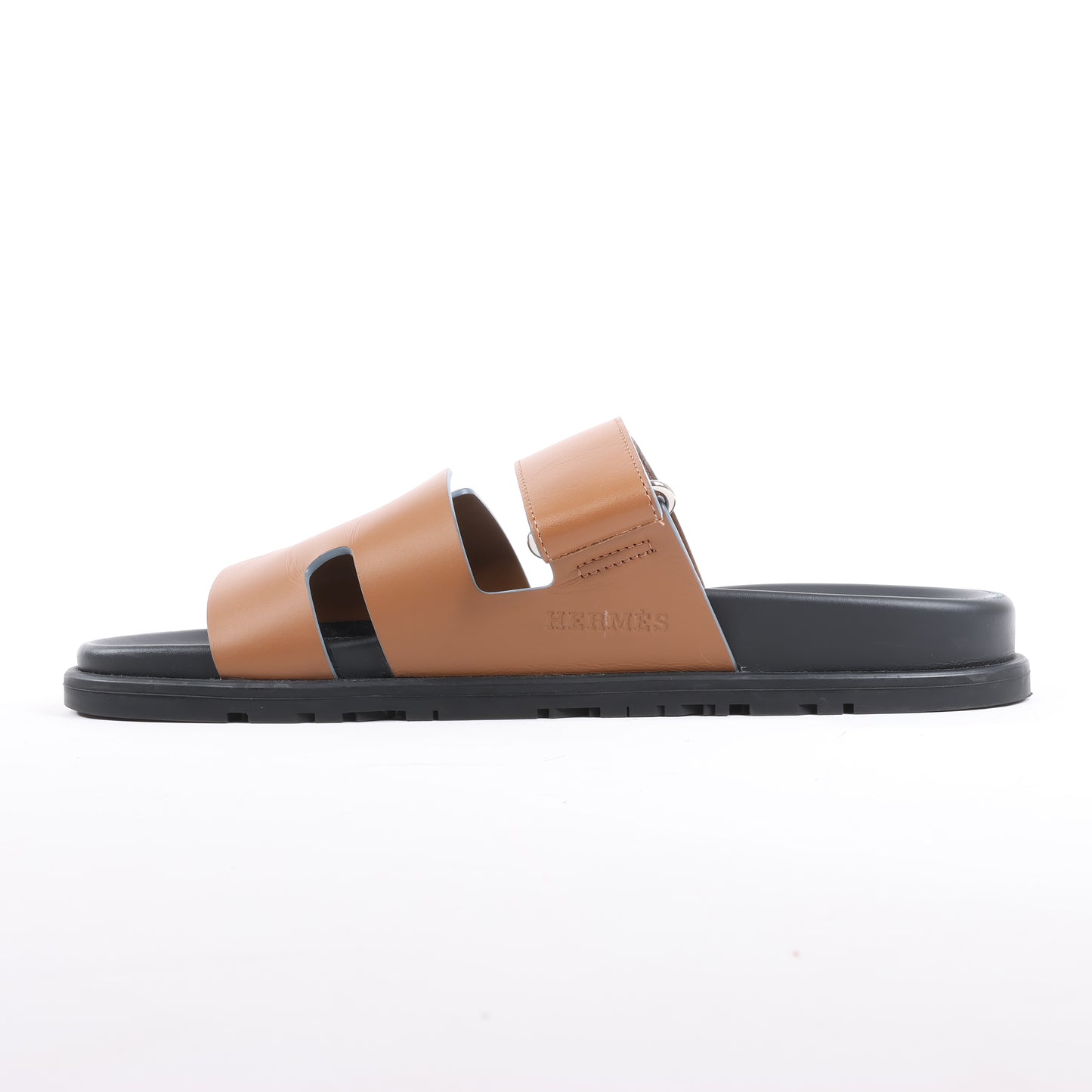 HERMES Cypre Ledersandalen mit braunem Klettverschluss, Größe 42 EU