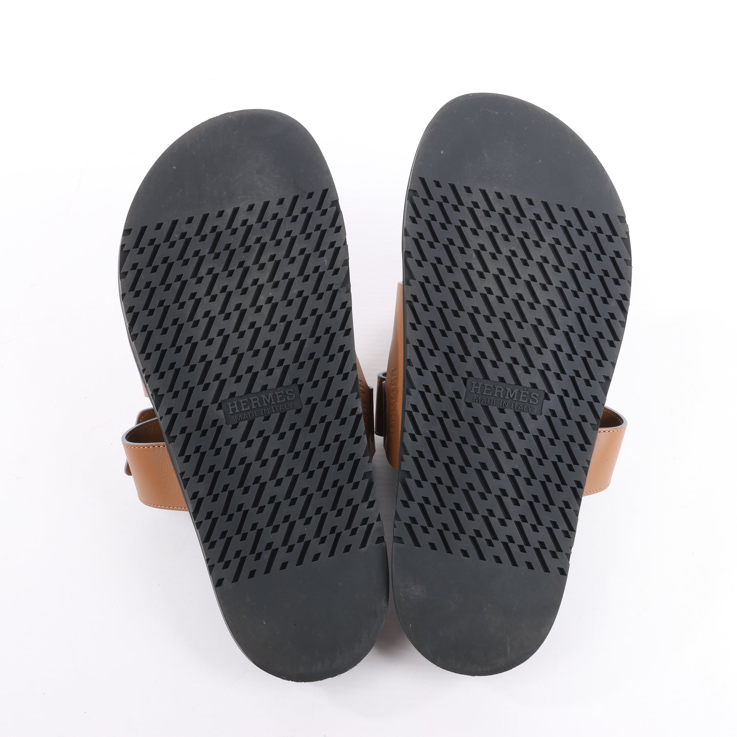 HERMES Cypre Ledersandalen mit braunem Klettverschluss, Größe 42 EU