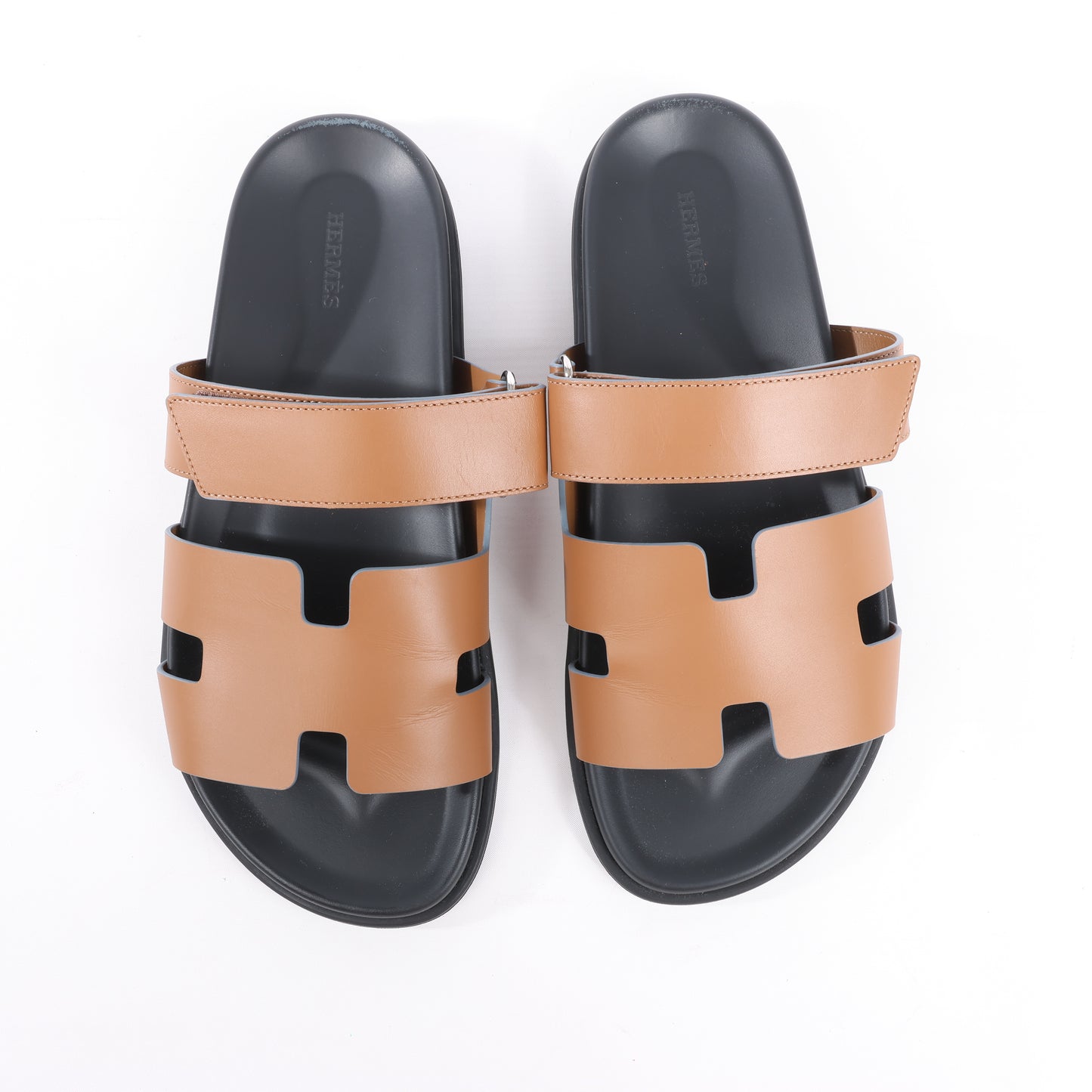 HERMES Cypre Ledersandalen mit braunem Klettverschluss, Größe 42 EU