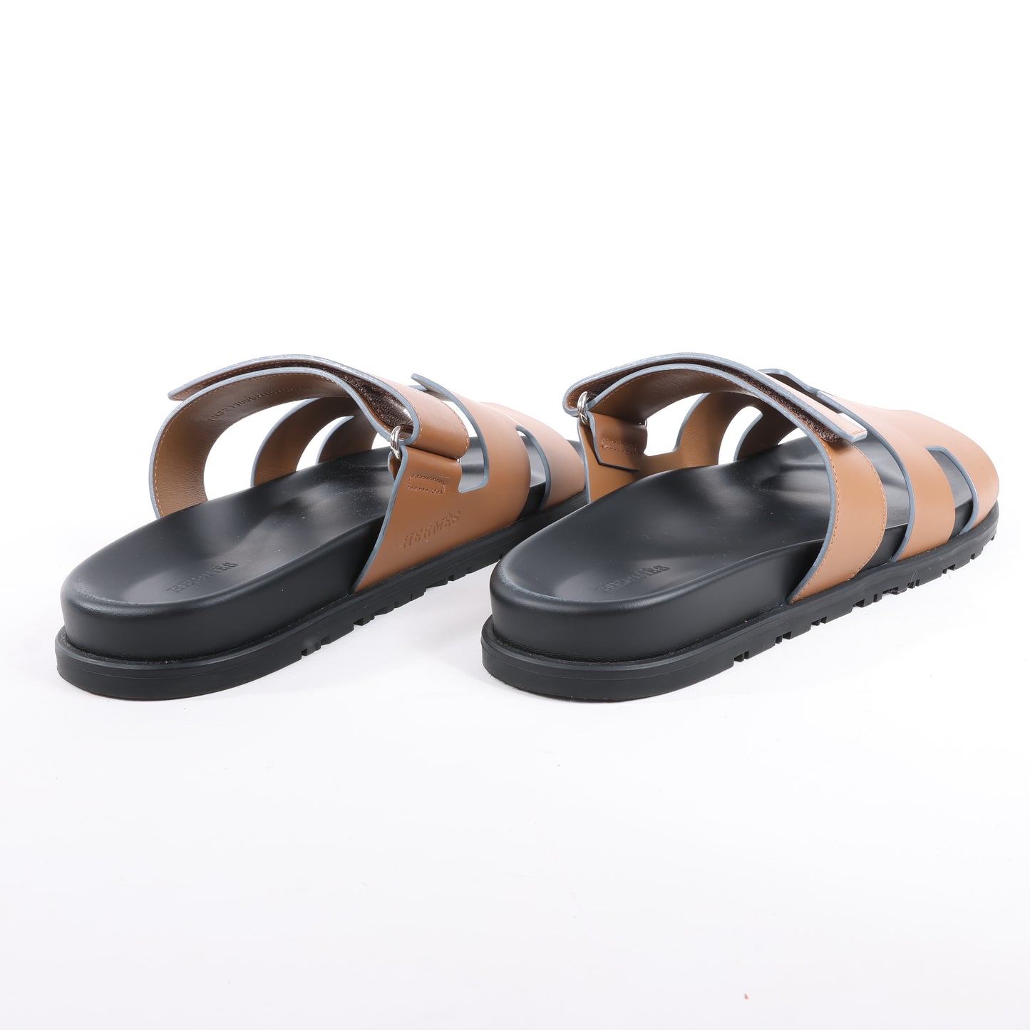 HERMES Cypre Ledersandalen mit braunem Klettverschluss, Größe 42 EU