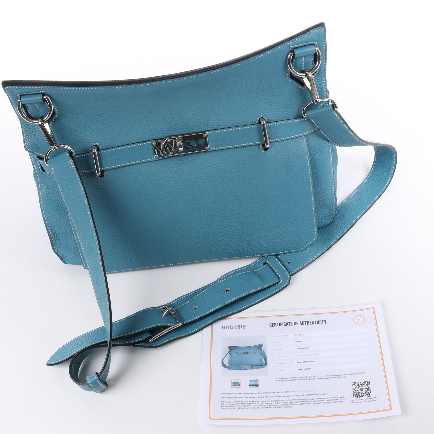 Hermès Jypsiere 37 Taurillon Clemence Blue Jean Silver Metal Fittings Shoulder bag □L: 2008