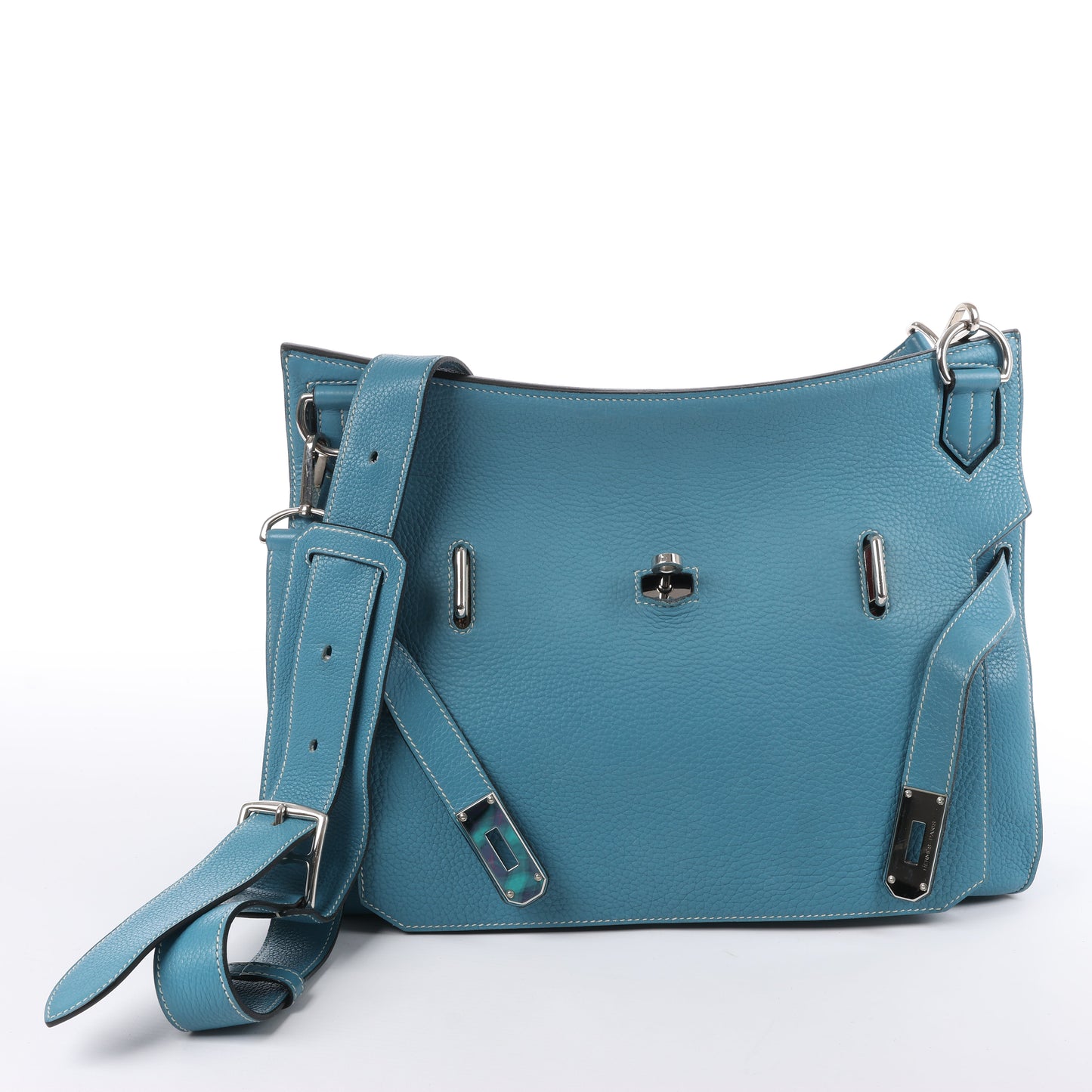Hermès Jypsiere 37 Taurillon Clemence Blue Jean Silver Metal Fittings Shoulder bag □L: 2008