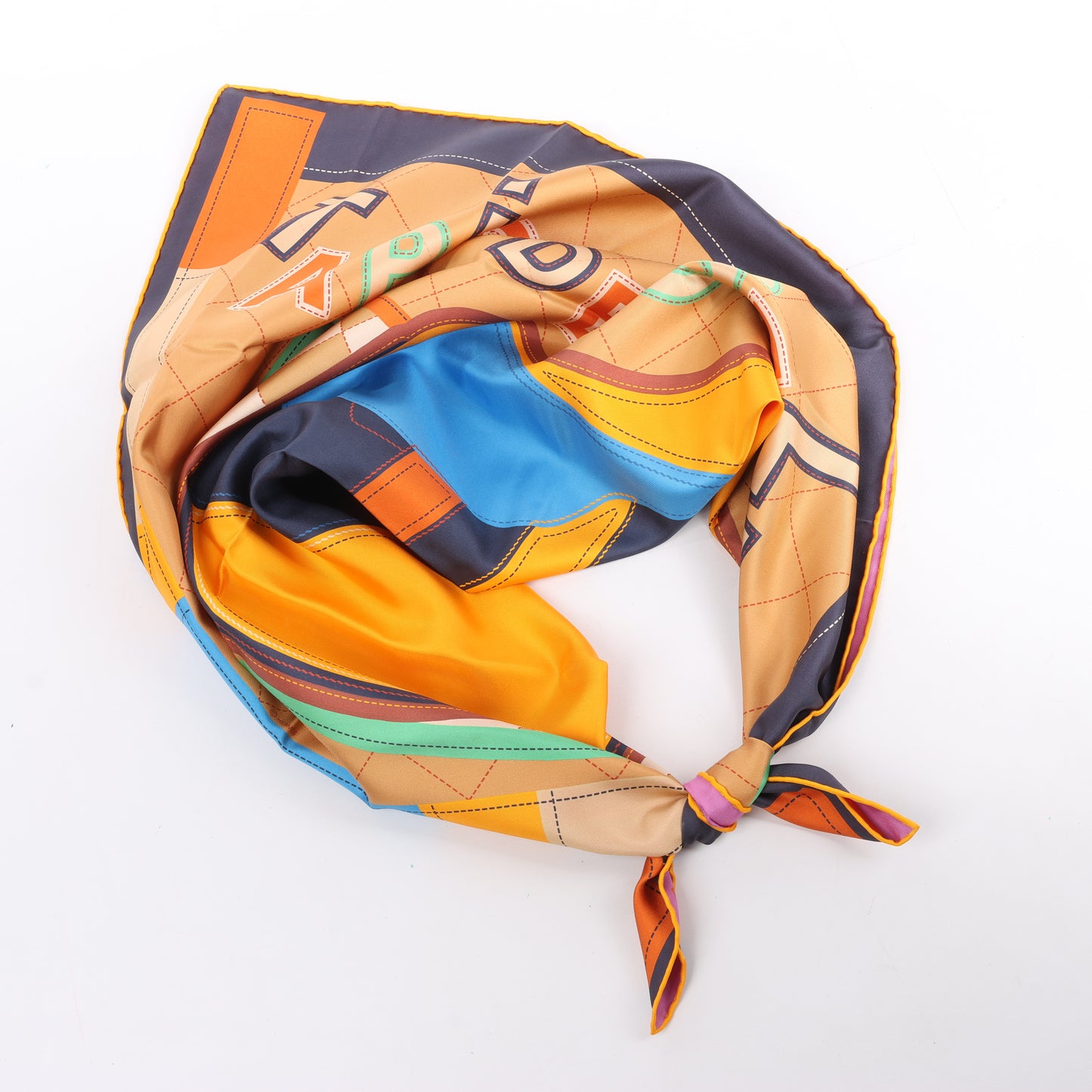 Mouchoir en soie Hermès Carré 90 Double Face "Tapis de Selle" en Multicolore
