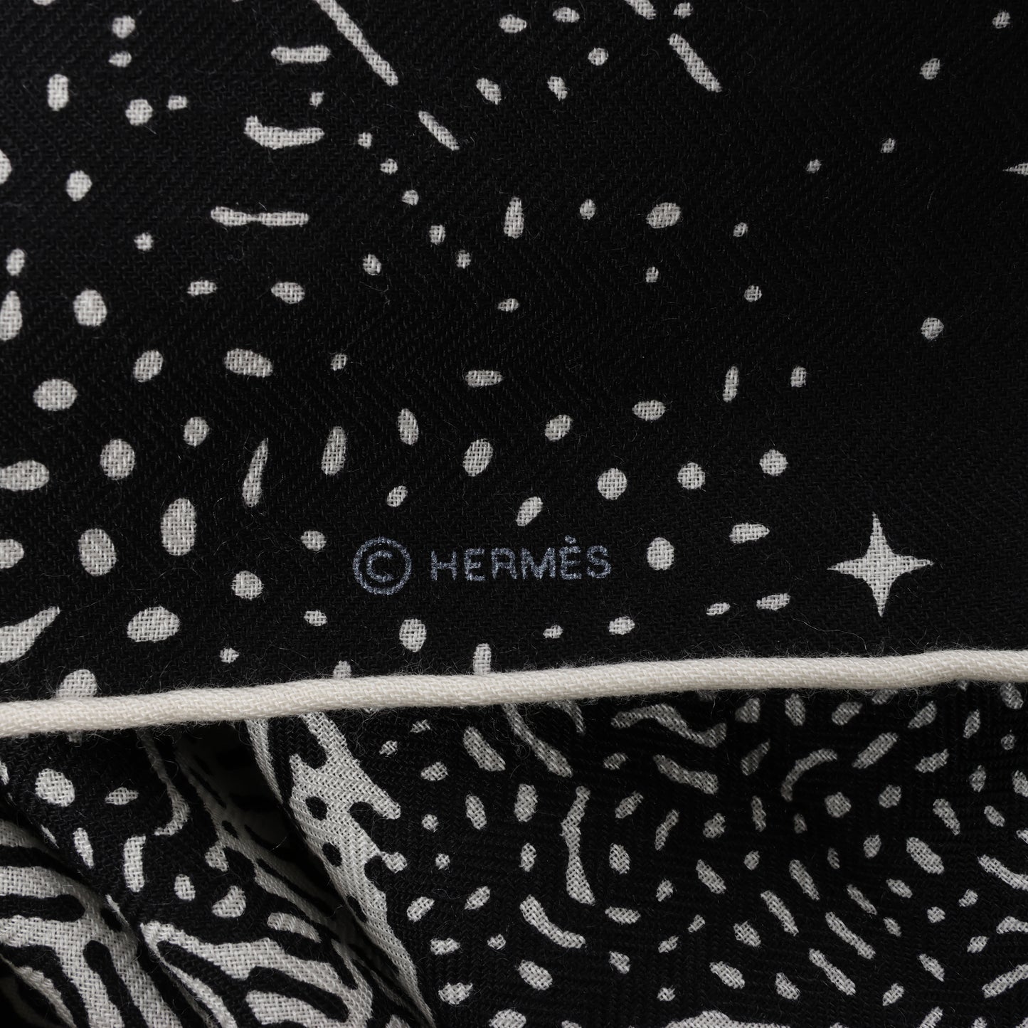 Hermès Carré 140 "CLAIR DE LUNE" 100% Silk Scarf in Black x White
