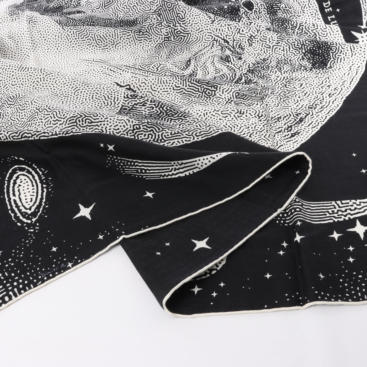 Hermès Carré 140 "CLAIR DE LUNE" 100% Silk Scarf in Black x White