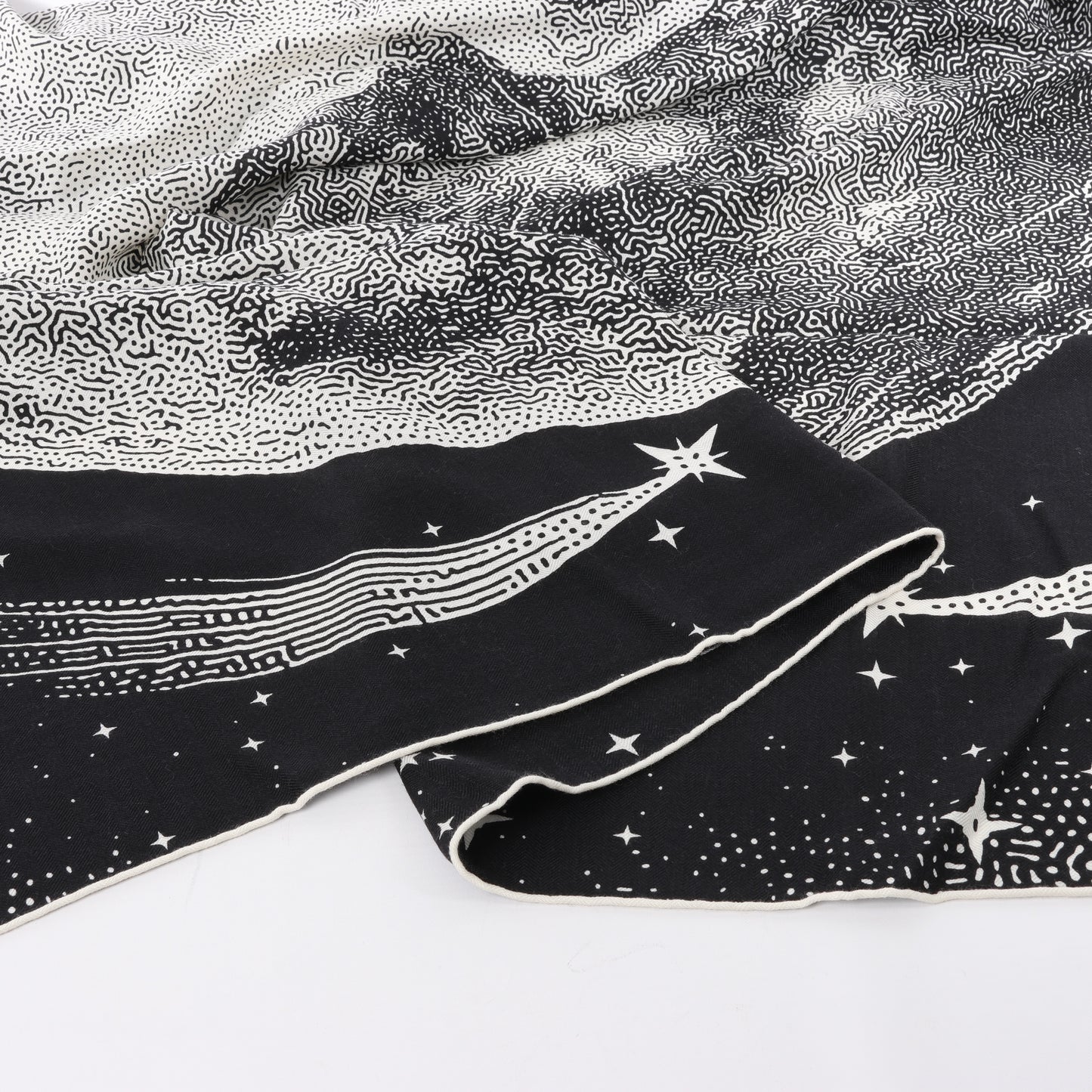 Hermès Carré 140 "CLAIR DE LUNE" 100% Silk Scarf in Black x White